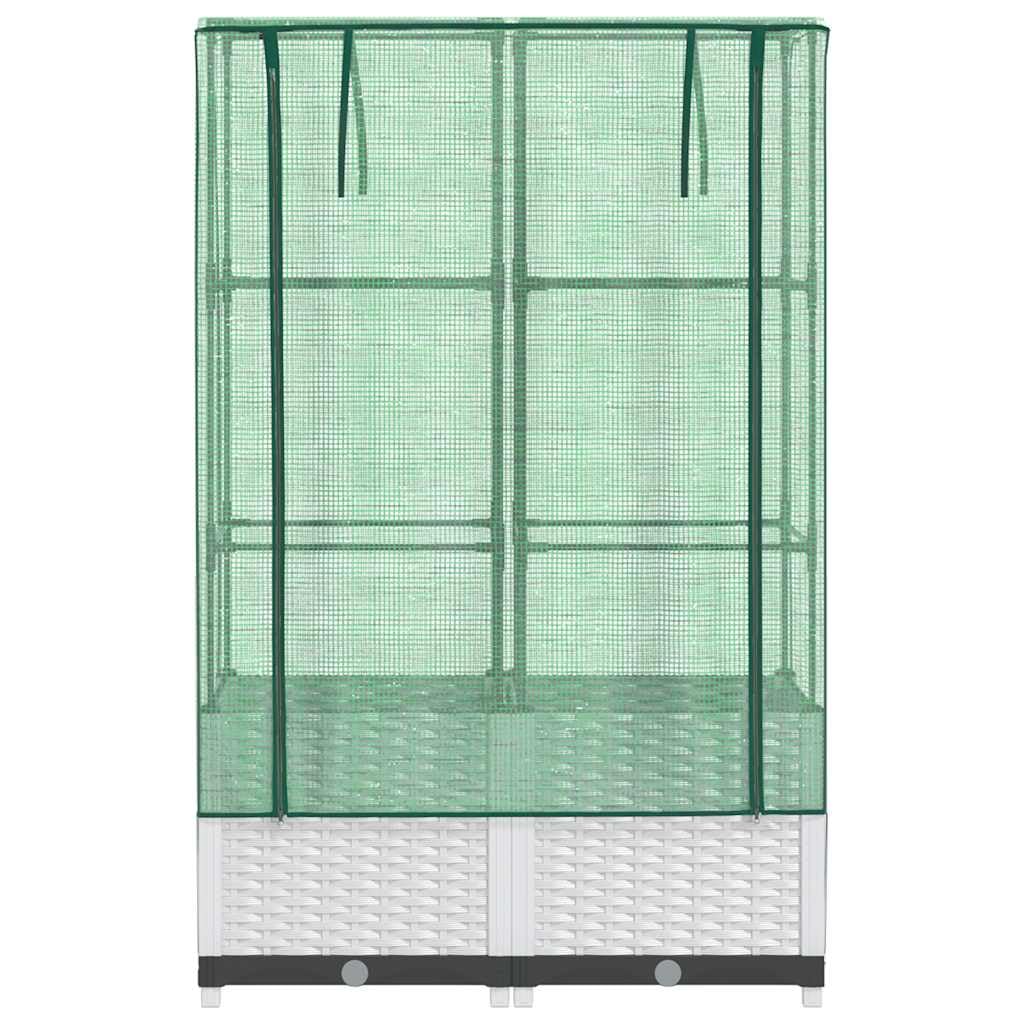 Hochbeet mit Gewächshaus Frühbeet Aufsatz 80x40x138 cm Rattan Optik für Garten Balkon, Stabiles Tomatenhaus mit Belüftung zum Schutz von Gemüse Kräutern Blumen