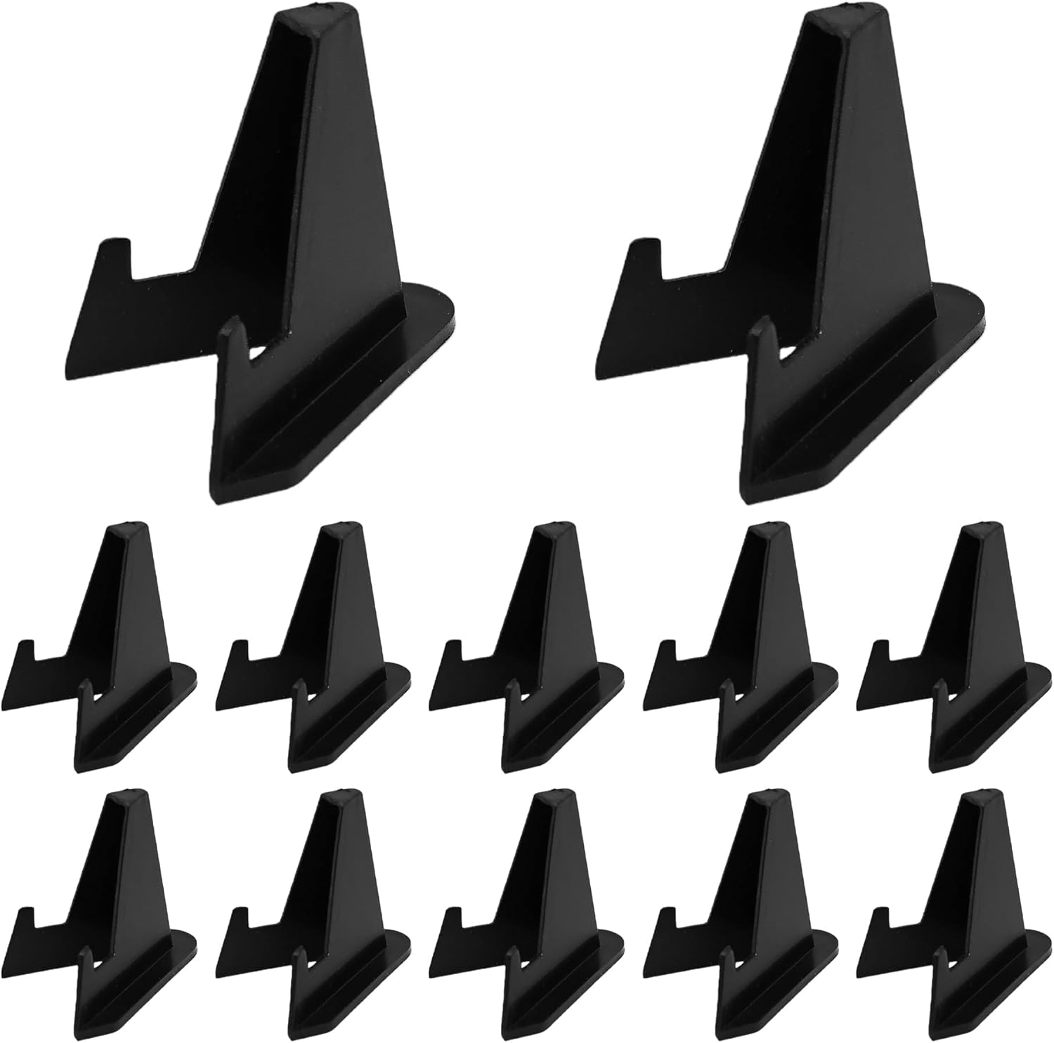 12Pcs 2inch Card Display Stand, Clear Mini Easel Holder for Sports Trading Cards, PSA Graded Card, Challenge Coin, Baseball Card, Photo, Display for Collectibles (Black)