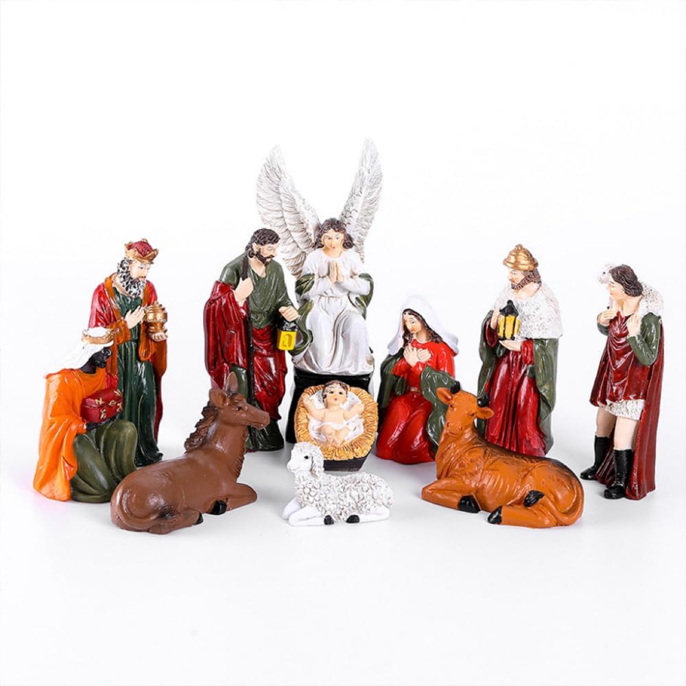 Resin Nativity Set Christmas Village Sets Nativity Scene Nativity Sets & Figures Nativity Set Outdoor Home Decoration Collection Gifts Holidays Decor (C)