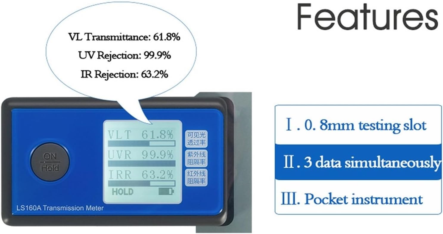 LS160A Solar Film Transmission Meter Light Transmittance UV IR Rejection Window Tinting Tester with Automatic Calibration