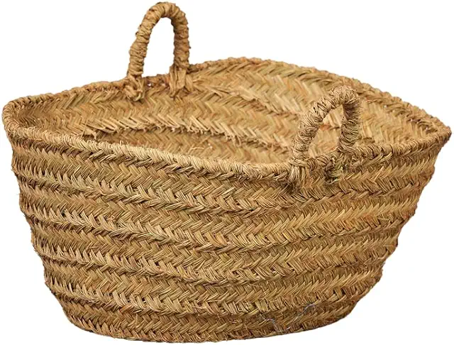 Capazo de Esparto Leñero Ovalado - Cesta para Leña Artesanal 70x40x32cm