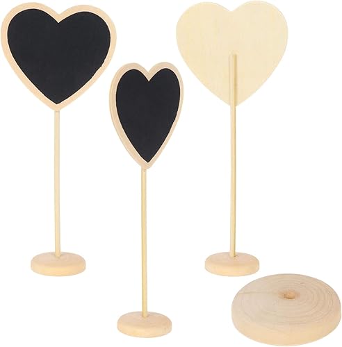 Miniatura 5 de 12 pizarras de corazón negro con soporte para tablero de mensajes, letreros de madera pequeños para bodas, fiestas de cumpleaños, números de mesa,