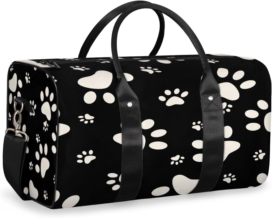 Dog's Paw Travel Duffel Bag for Women Men Large Capacity Overnight Weekender Bags for Lightweight Waterproof Sport Gym Bag for Workout Yoga Swim