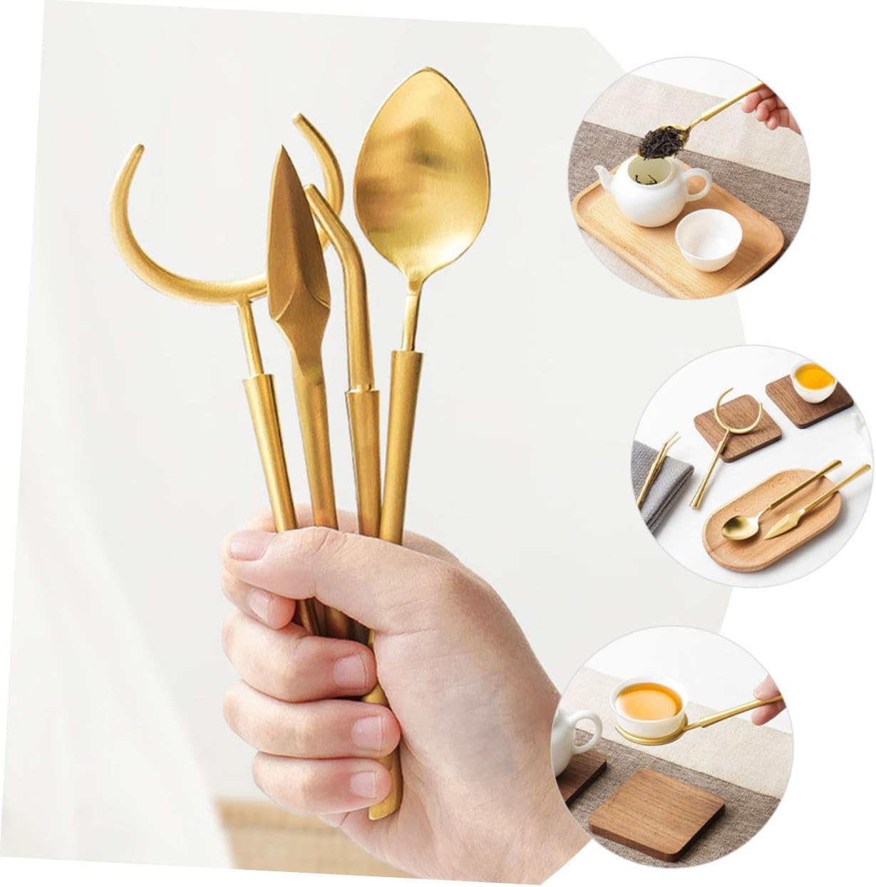 1set Stainless Steel Chinese Tea Accessories Kung Fu Tea Tools Needle Clip Spoon Fork for Home Brewing