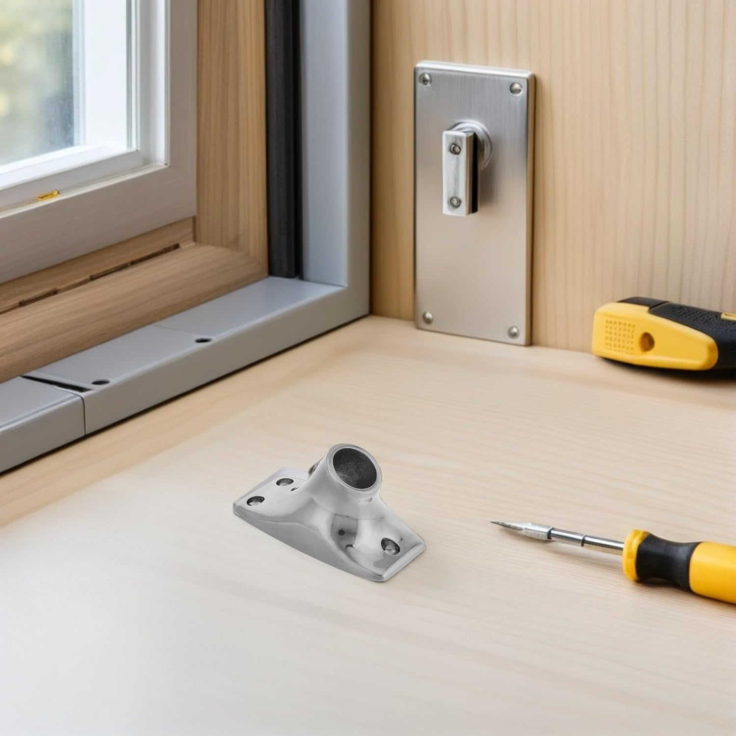 2pcs Stainless Steel Flag Pole Base Mount 20mm, Heavy Duty Yacht Flag Holder Bracket for Outdoor Boat Deck Hardware