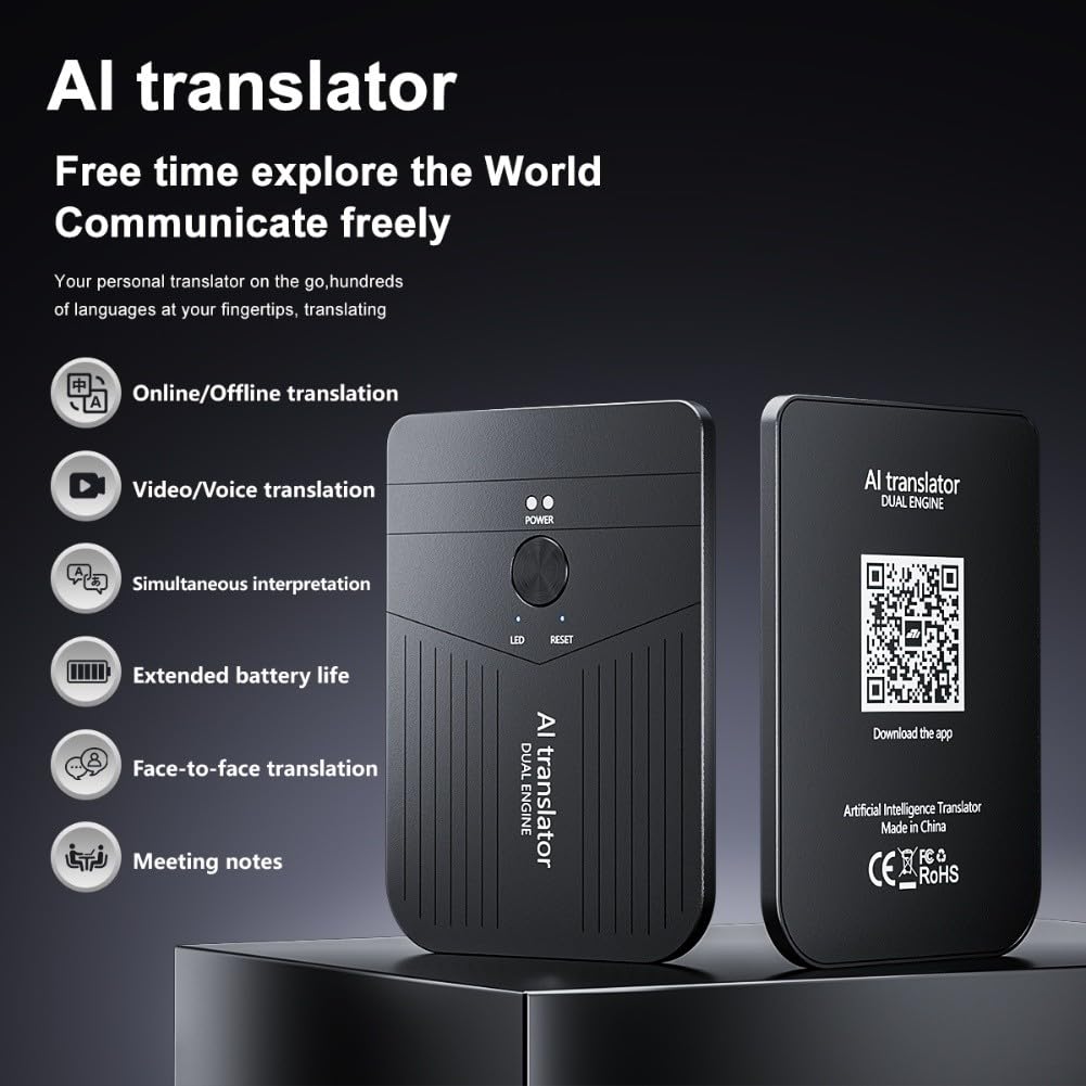 Appareil de traducteur de langue AI traduit plus de 140 langues en temps réel Traduction audio Charge magnétique Compatible avec l'appariement AI WisGo A18