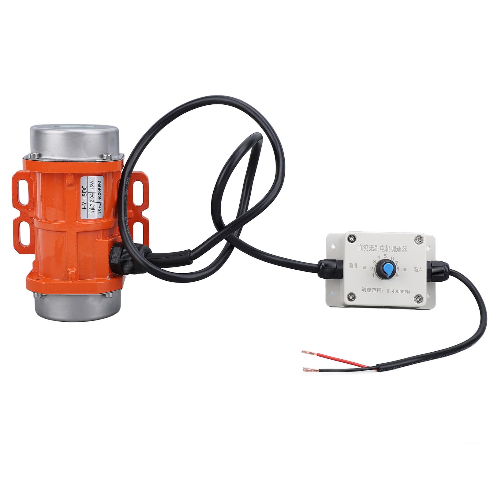 Topyond Motor Vibratorio, 12V Motor De Vibración Vibrador De Hormigón, Motor De Vibración con Control De Velocidad para Metalurgia,Carbón,Electricidad,Construcción (50w)