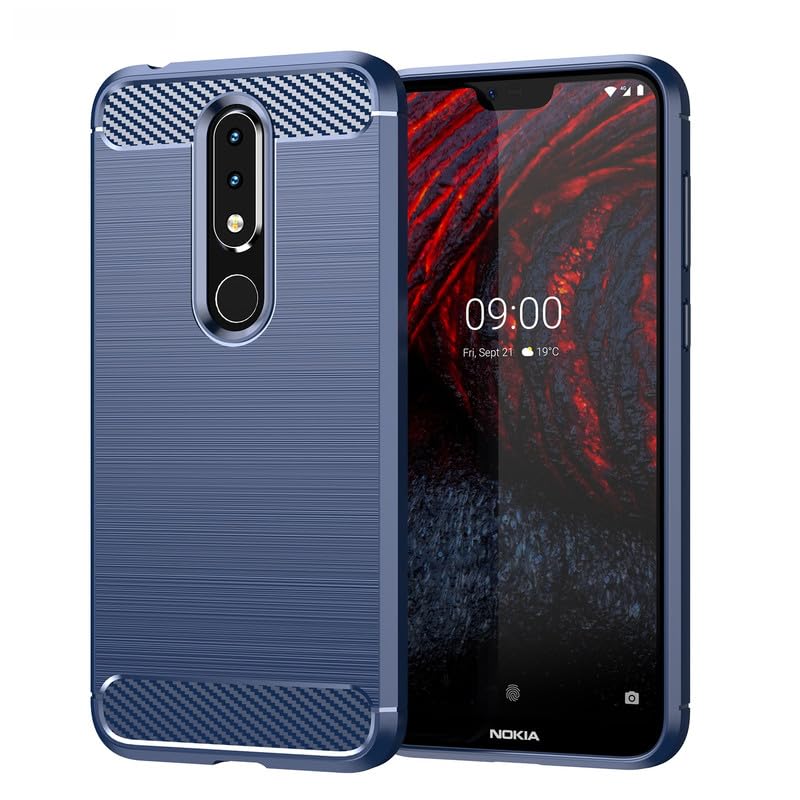 Image of Hybrid Carbon Fiber Back Case for Nokia 6.1 Plus / X6 (Blue)
