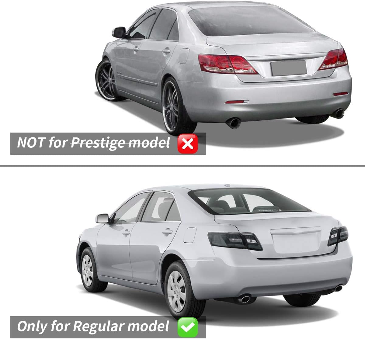 VLAND LED Smoked Tail Lights Compatible for [Toyota Camry Sedan 2006 2007 2008 2009 2010 2011] YAB-KMR-0192, (NOT fit Hybrid Models & Camry LE & SE & Factory LED Lamp)