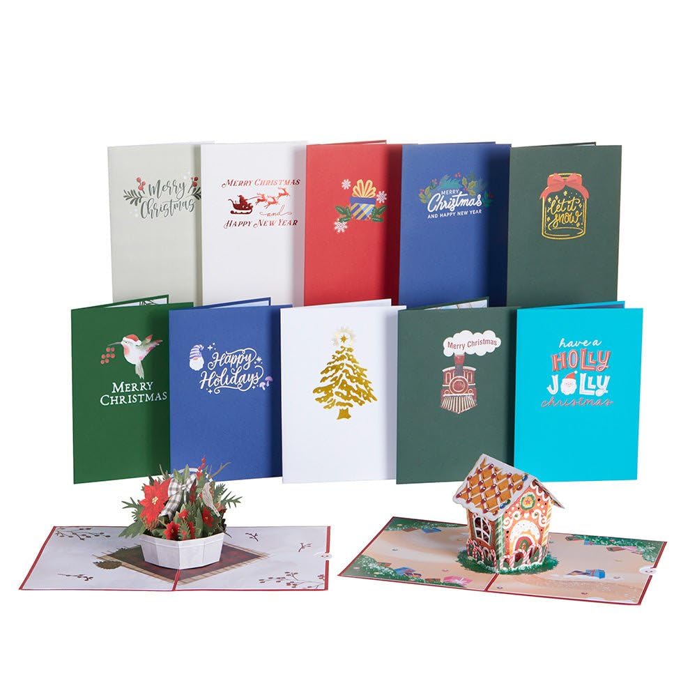 Lovepop® 3D Pop-Up Weihnachtskarten 12er Paket Set | einzigartige Karten voller Weihnachtszauber | 12 besondere Weihnachten Grußkarten | mit Premium-Umschlägen & Notizkarten