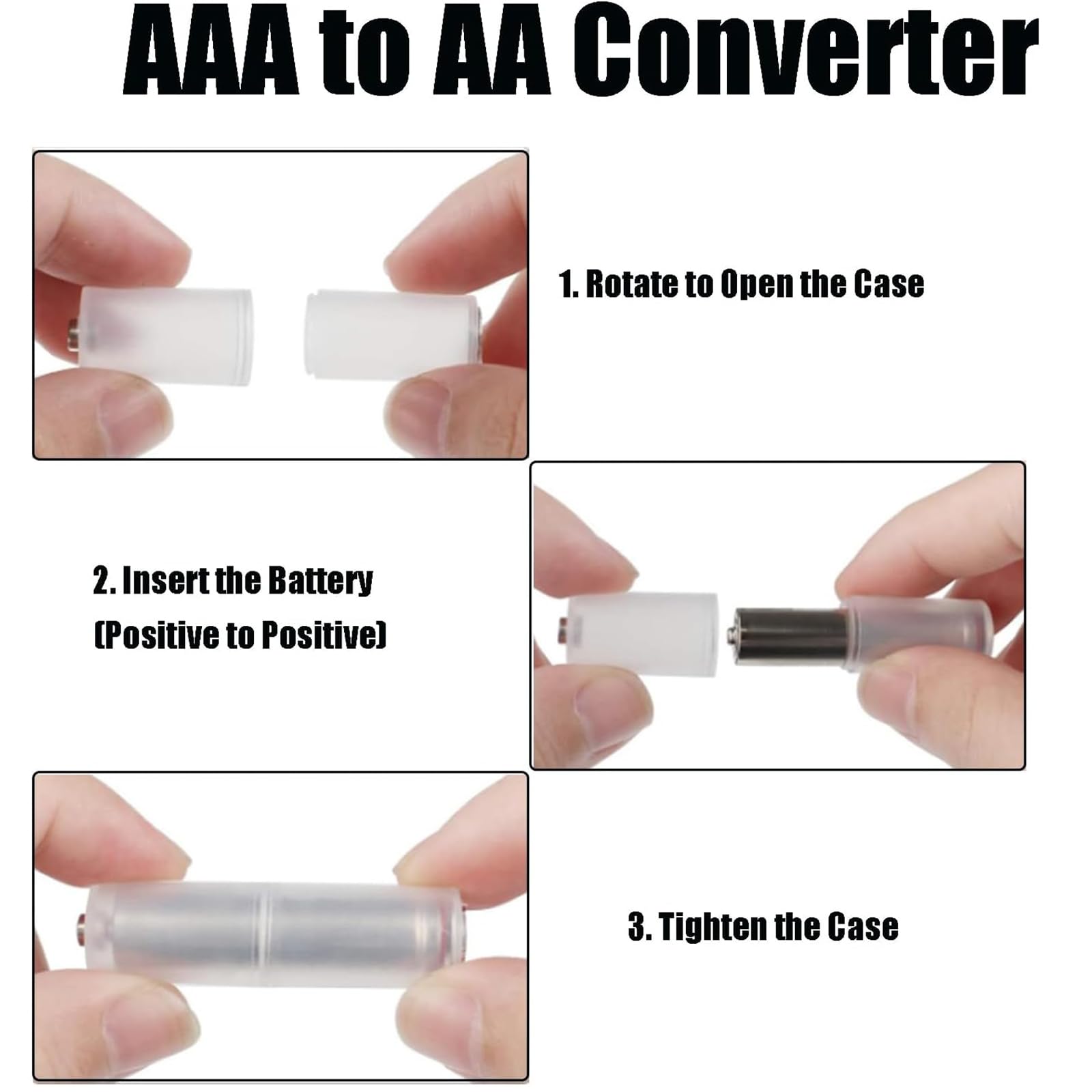 Lot de 20 convertisseurs de piles AAA vers AA AAA vers AA - Adaptateur de convertisseur de batterie AAA vers AA - Adaptateur pour piles AAA vers AA
