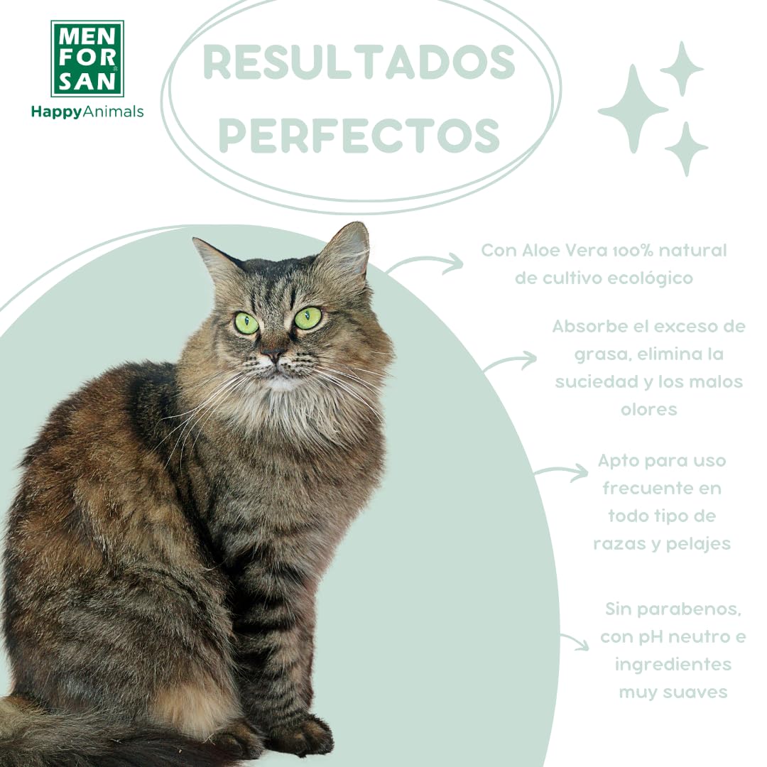 MENFORSAN Shampooing Mousse à l'Aloe Vera pour Chats 200ml,Nnettoie sans Utiliser d'eau, avec de l'Aloe Vera 100% Naturel