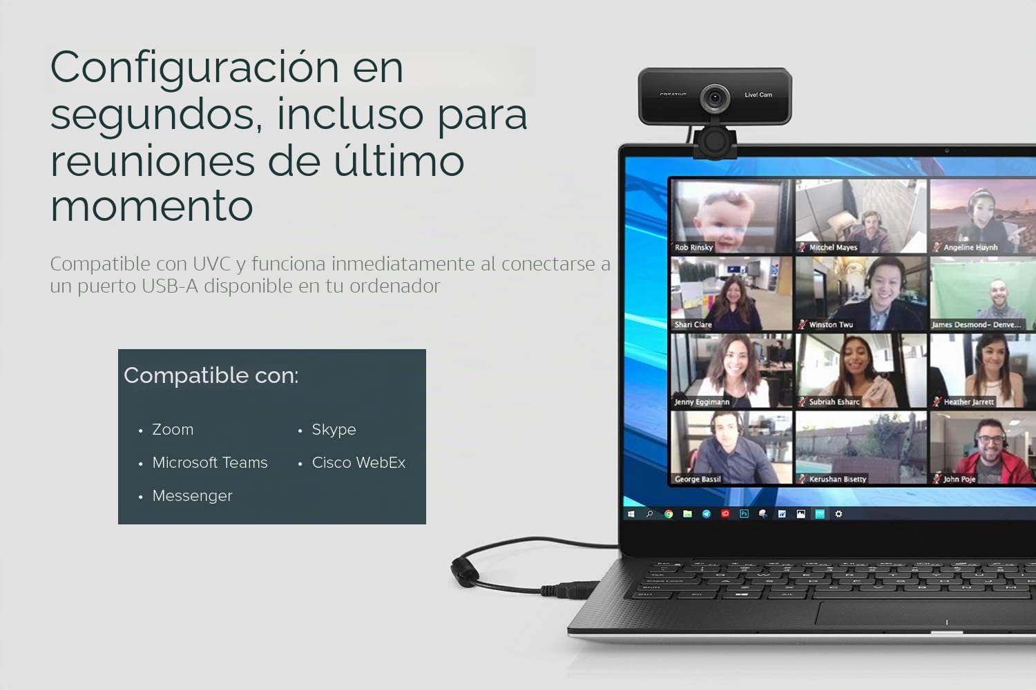 Creative Live! Cam Sync 1080p webcam USB full HD, gran angular, micro integrado, cubre-objetivo para proteger privacidad, montaje para trípode, videollamada high-res, grabación y streaming para PC/Mac