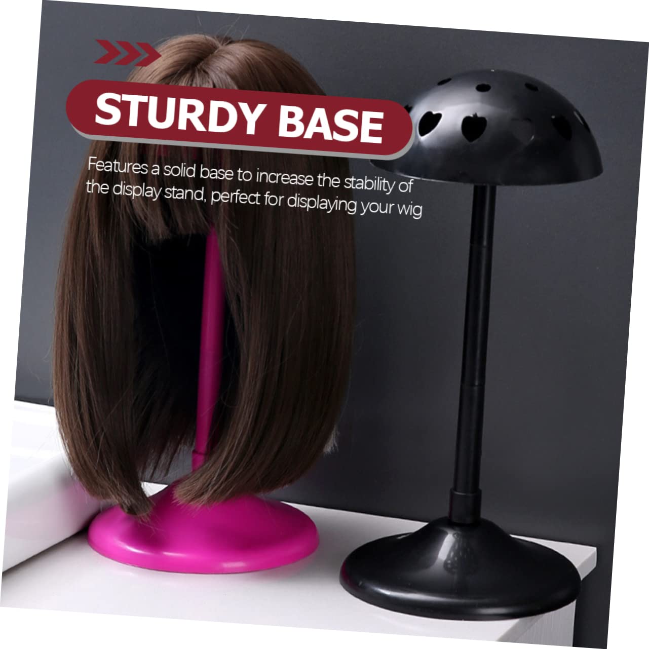 Ipetboom 2Pcs Wig Display Holder Detachable Styling Stand for Hairpieces Solid Base for Stability for Long and Wigs for Cosmetology and Display