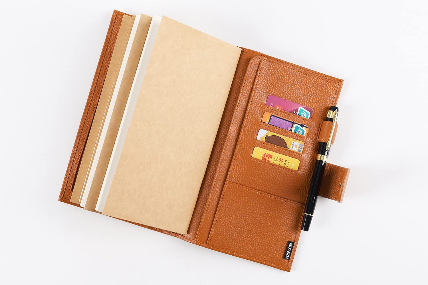 Moterm Companion Traveler's Notebook Cover - Design amélioré avec poche dorsale (Taille standard, Galet-Orange brûlé)