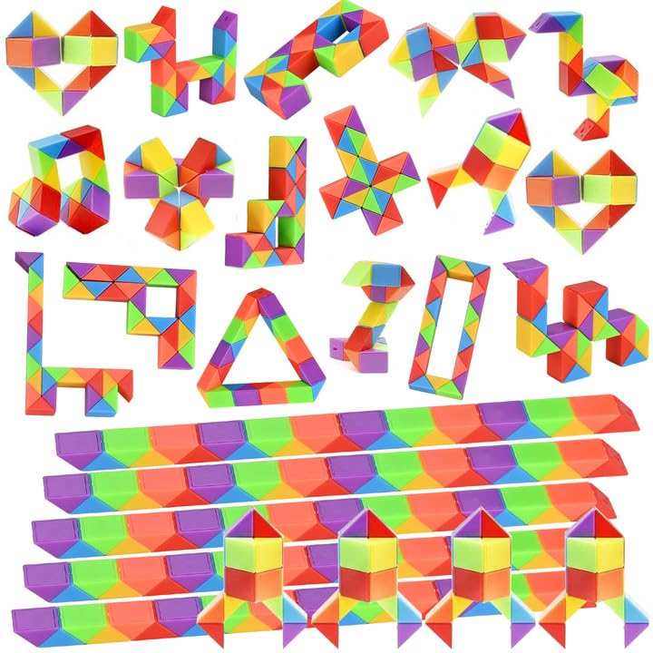 GOLDGE 24 Stück 24 Blöcke Magic Snake Kleine Geschenke für Kinder, Würfel Puzzle Magische Schlange als Mitgebsel Kindergeburtstag 5 6 7 8 9 10 Jahre, Kindergeburtstag Gastgeschenke und Mitgebsel