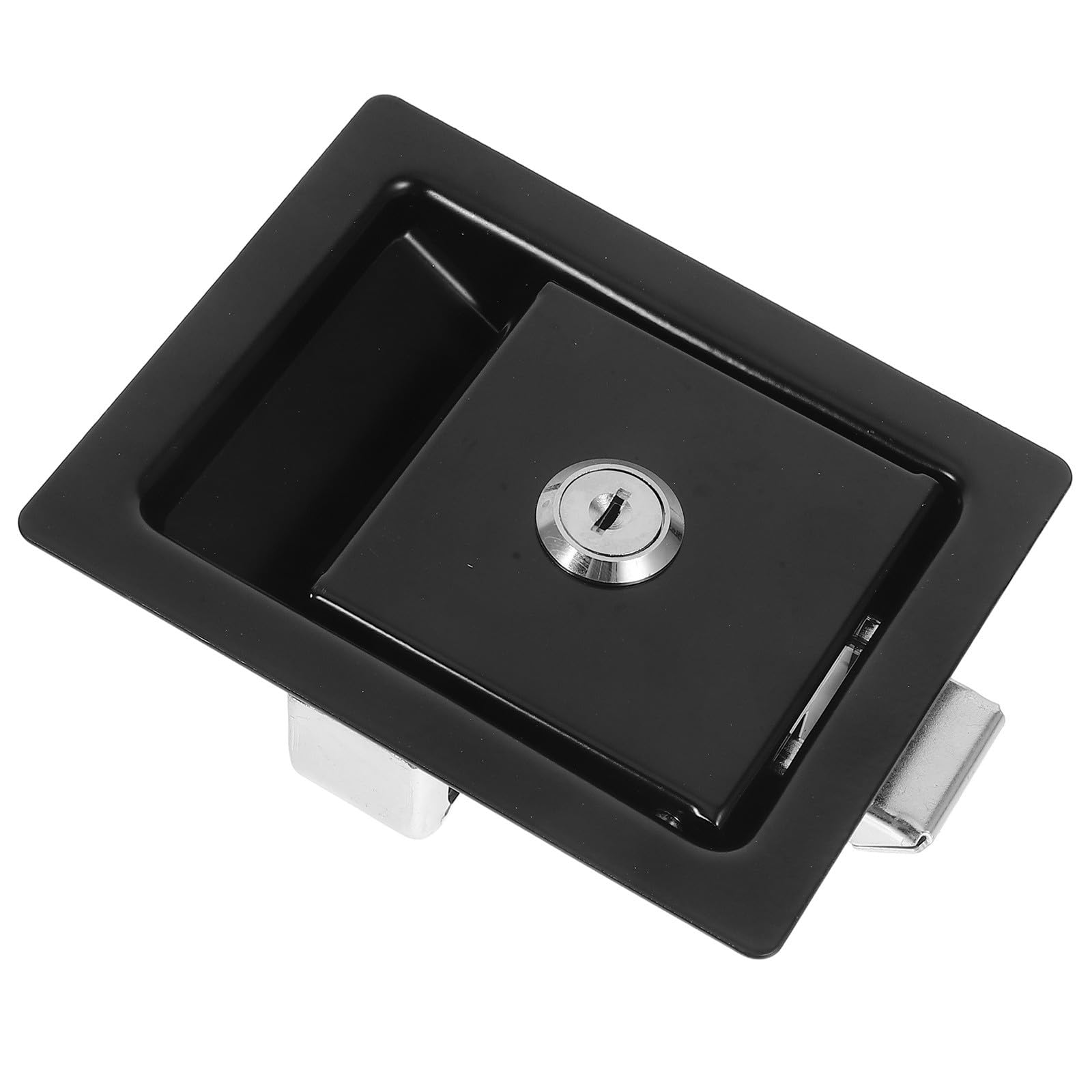 Serrure de porte encastrée noire en acier inoxydable pour armoire et véhicule sanitaire