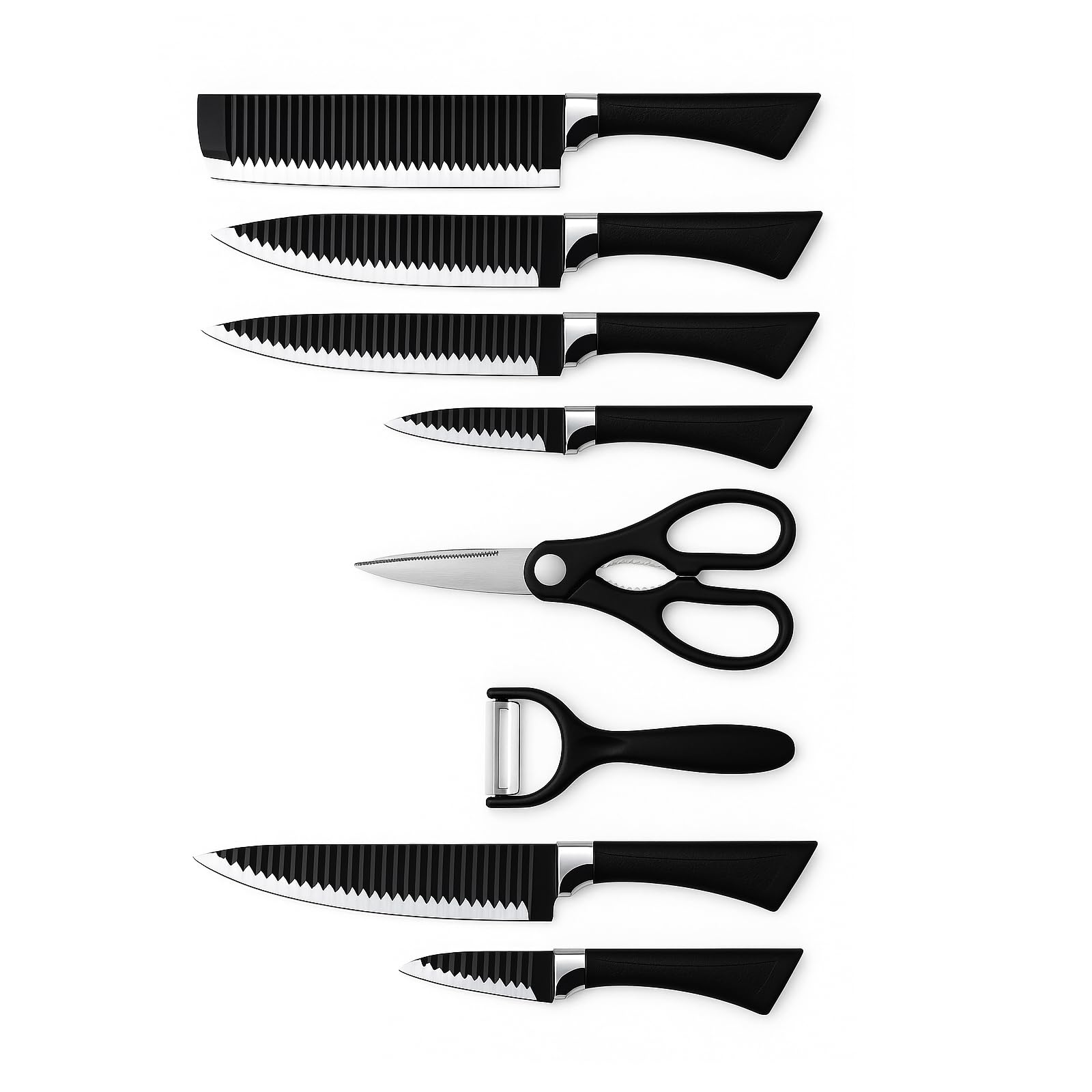 ComfyDomus 6?Piece Non?Stick Black Kitchen Knife Set – Stainless Steel Blades with Ergonomic PP Handles & Gift Box