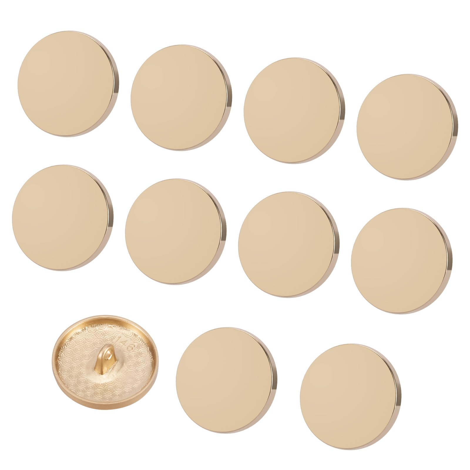 ZENGLU 10 pcs 0.7 inch/18 mm in Hand-Stitched Gold Coloured Metal Buttons Additional Buttons Suitable for Suits, Jackets, Coats, Shirts and Jeans