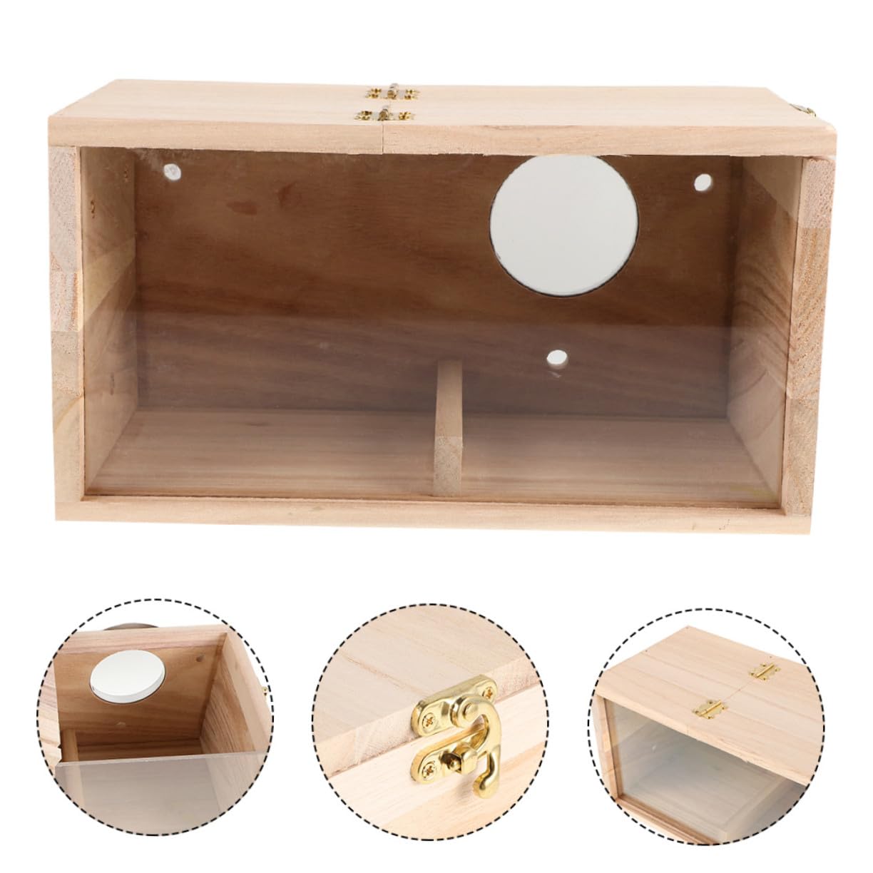 WOONEKY Caja Nido para Pájaros de Madera y Acrílico Transparente Resistente la Intemperie para Cría de Periquitos Ninfas Agapornis y Aves Pequeñas Fácil de Instalar y Limpiar