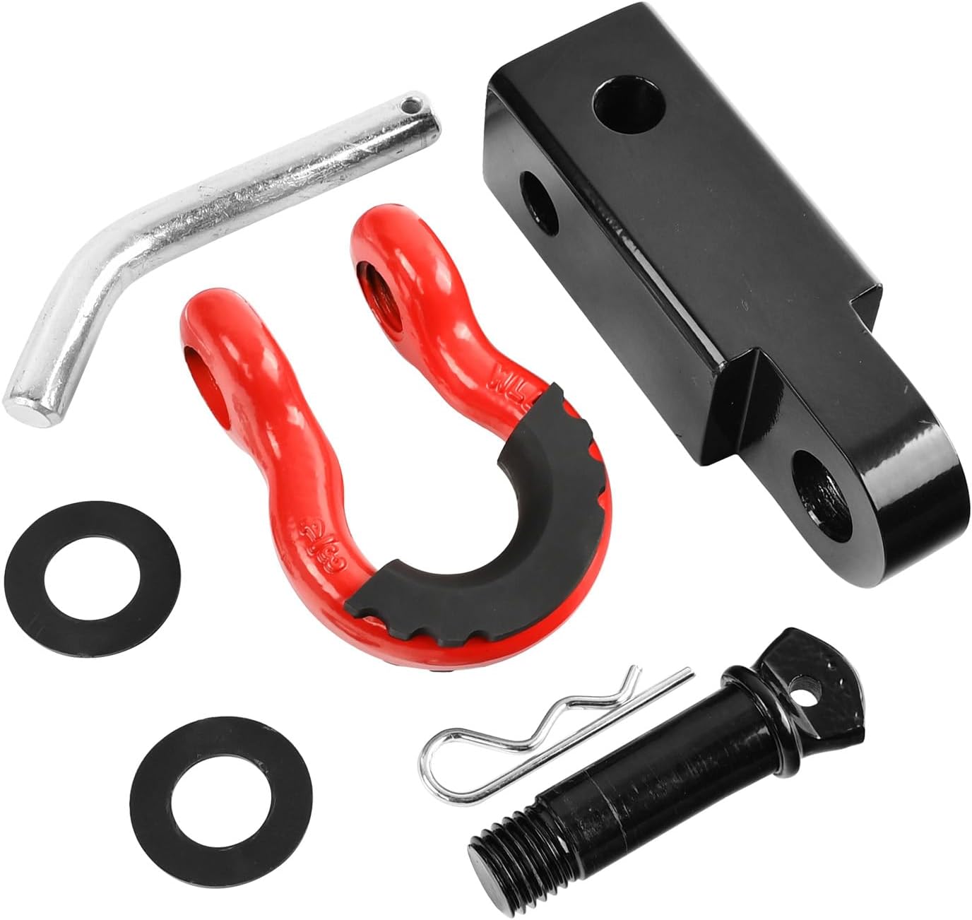 2 Inch Shackle Hitch Receiver 45000Lbs Breaking Strength 3/4" D Ring Shackle Tow Hitch Receiver for Vehicle Trailer Trucks Jeeps Recovery Off-Road - Red - Image 8