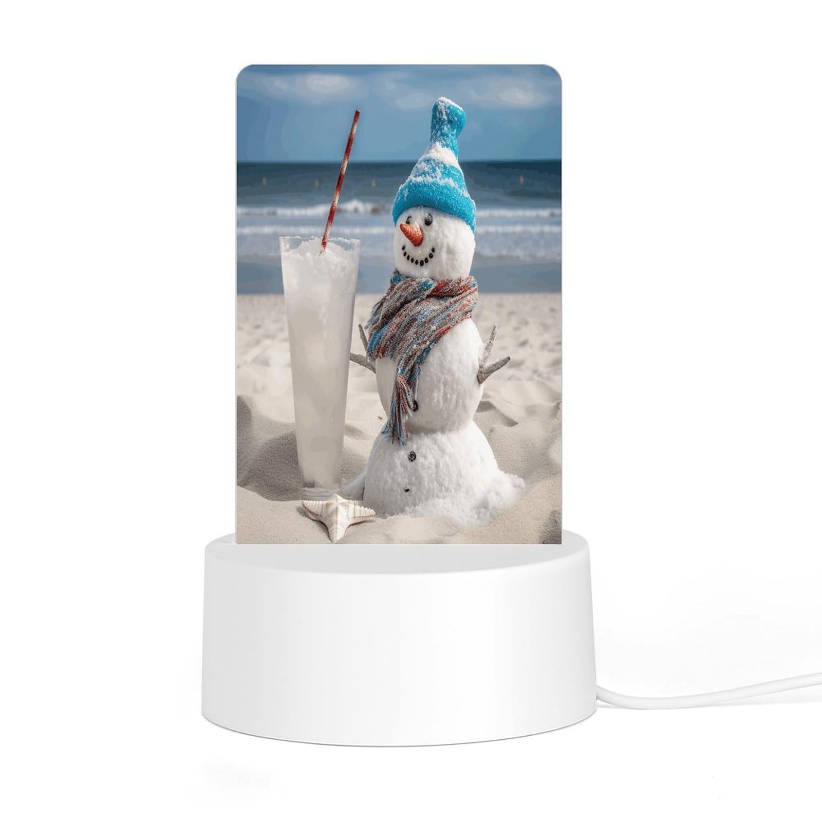 Adfgyerh Style Snowman Bech Night Light Acrylic Material Easy Installation, Home Decor Usb Interface Power Supply, Lamp For Restaurant Bar Cafe Room Decor