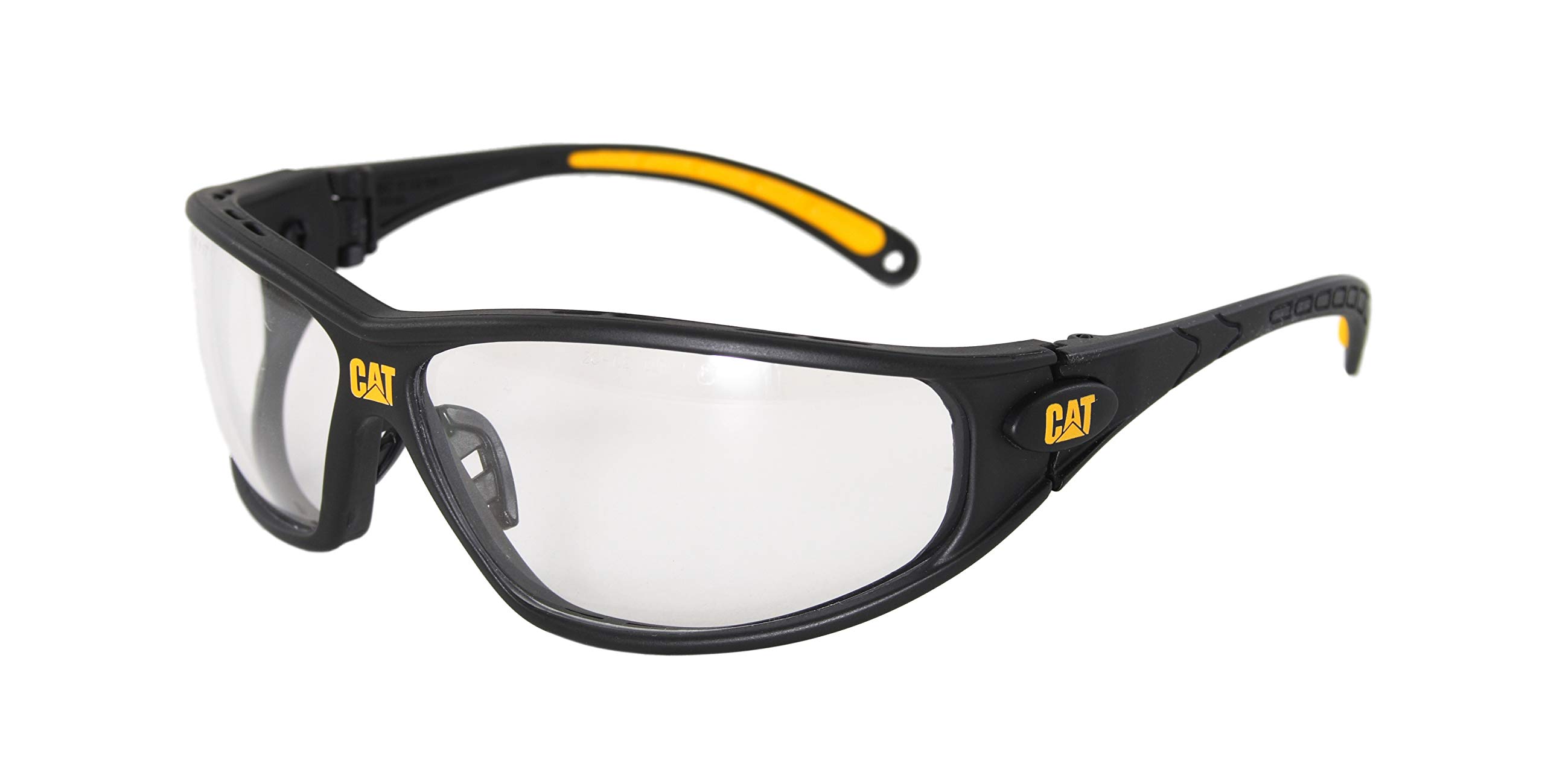 Caterpillar Tread Safety Glasses, Black and Yellow, Smoke