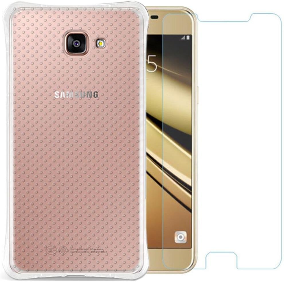 Galaxy C7 Case, ATLY(TM) [Drop Protection] [Slim Fit] [Airbag] TPU Cover With Tempered Glass Screen Protector From Samsung Galaxy C7 - Clear