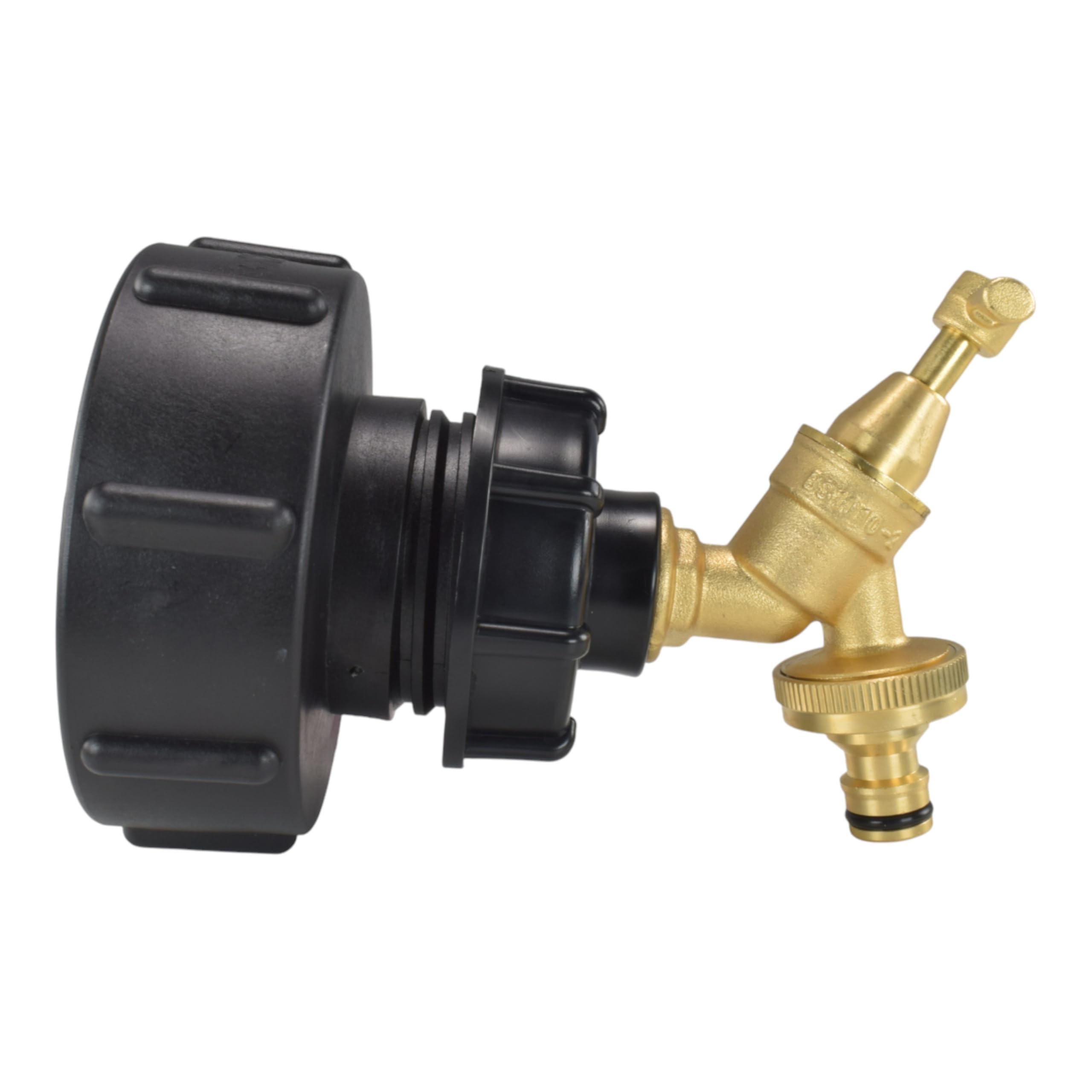 Cost Wise Mixed Ibc Storage Tank Fitting With An Outlet Tap, 4" (S100 X8) Adaptor+Range Of Tap Options,Provides Connection For Garden Hoses (Brass Bib Tap +Click Hose Connector)