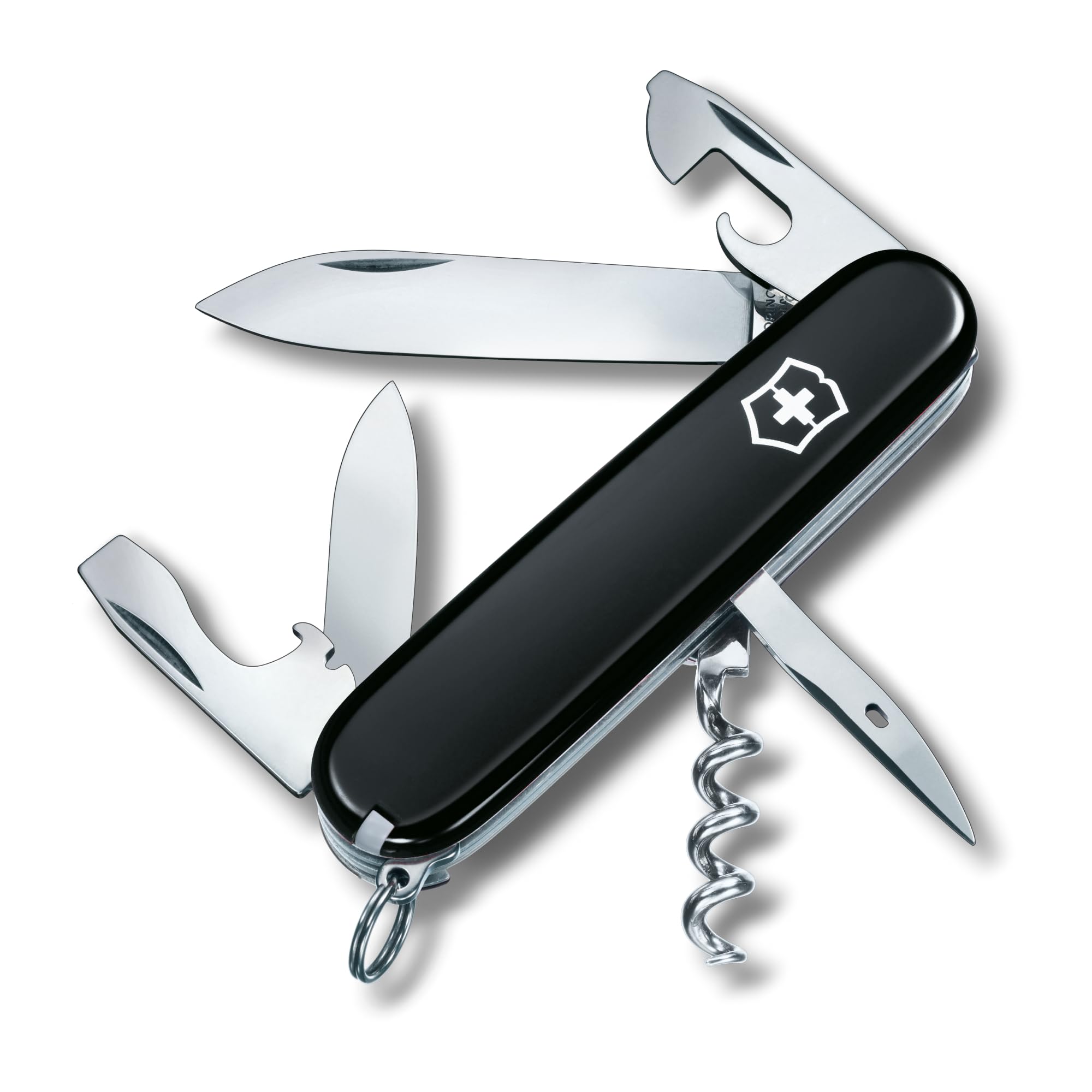 Victorinox Spartan Swiss Army Knife, 12 Functions, Swiss Made Pocket Knife with Corkscrew, Can Opener and Screwdriver - Black