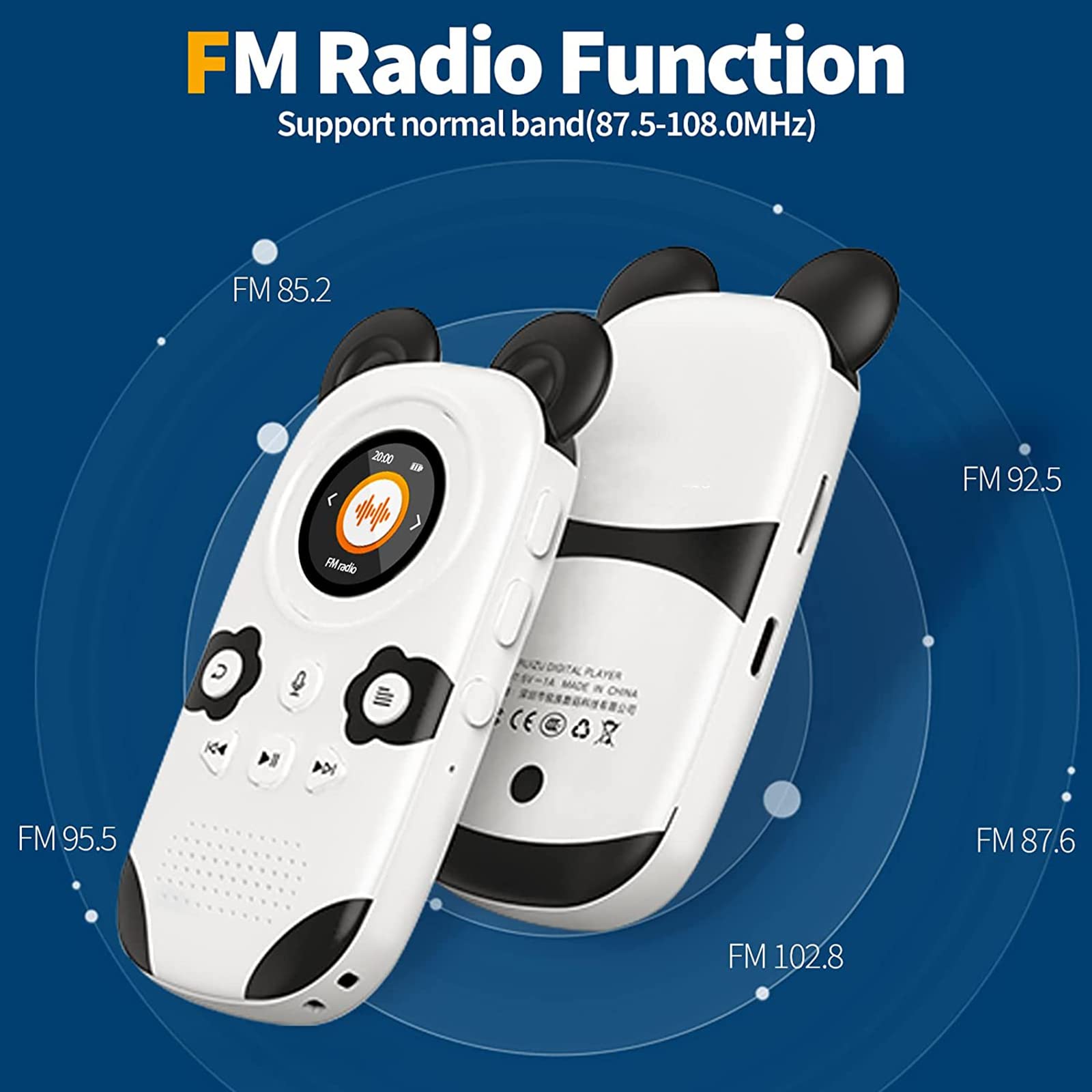 16 GB odtwarzacz MP3 Bluetooth 5.0 muzyka radio FM nagrywanie/krokomierz/budzik/stoper/kalendarz akumulator,Yellow