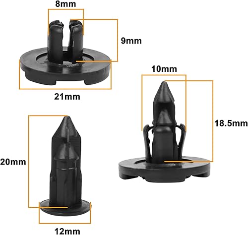 Miniatura 3 de uxcell sujetador de remache de plástico negro, agarre para defensas de 8 mm, 30 unidades