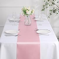 Vista 14 de Manyshofu 12Pcs Satin Orange Table Runner - 12 x 72 Inch Long Size, Party Table Runner Decor Bright & Smooth Wedding Decorations Table Runners for