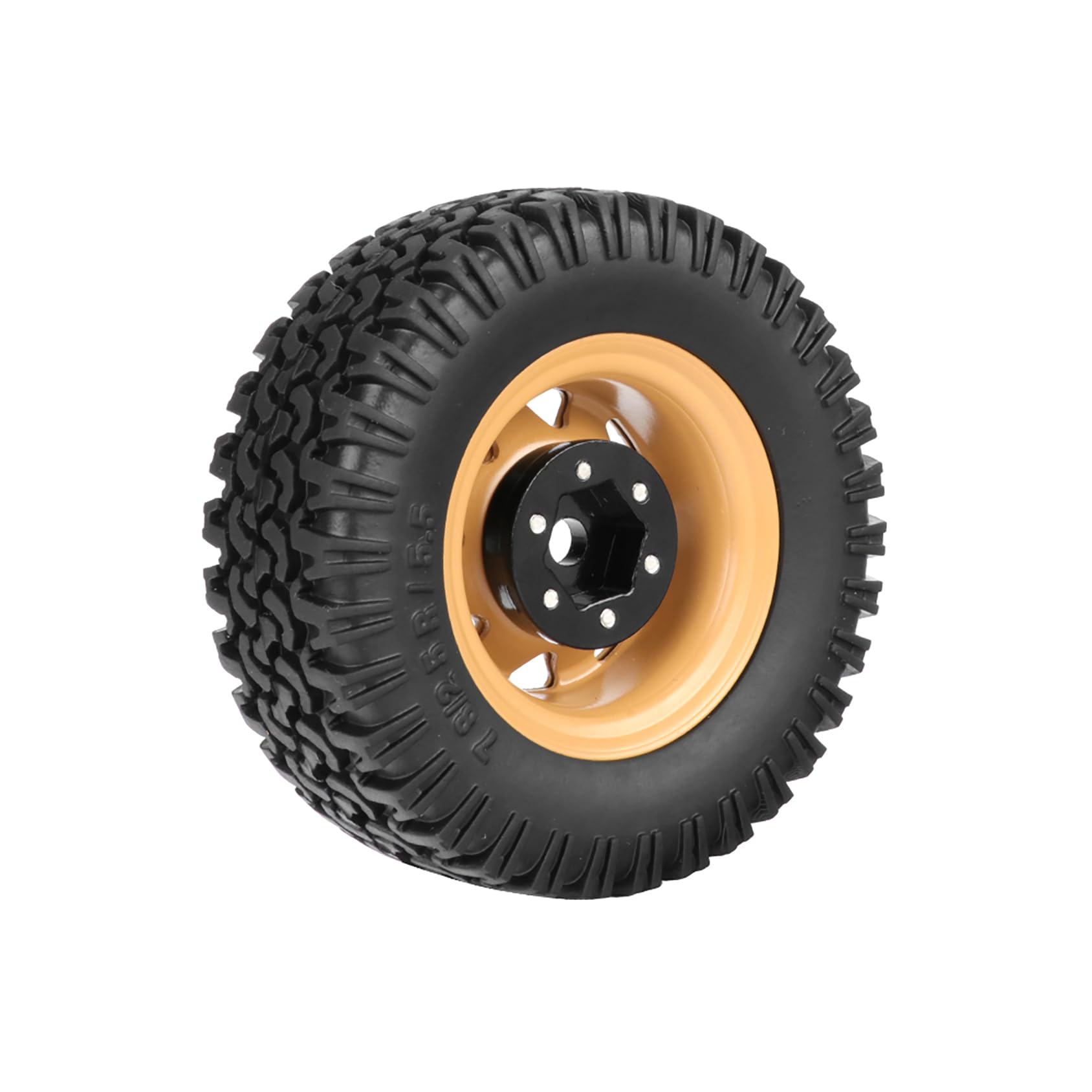 KEEDA Pneu RC 1,55" et jantes en alliage Beadlock pour voiture RC Crawler 1:10 Tamiya CC01 CC02 LC70 MST JIMNY AX90069 D90 (jaune)