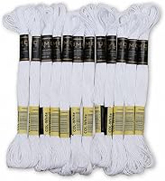 Pack of 12 Premium White Embroidery Floss | 100% OEKO-TEX Certified Egyptian Cotton Skeins | Cross Stitch Thread for Arts & Crafts | UMCSTAG