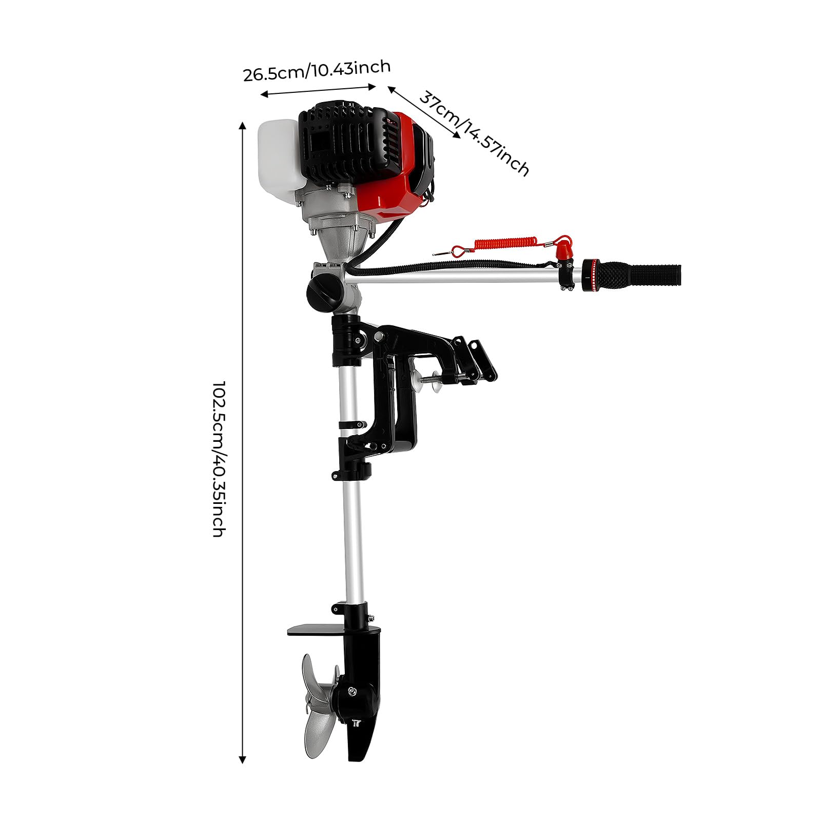 Motore Fuoribordo 2 Tempi 2.3HP, Benzina Raffreddamento Aria, Barca Pesca | Alluminio Ferro Gomma, 52cc 1.7kW, Barche 2.5m, Pesca Turismo Sport Acquatici, Avvio CDI