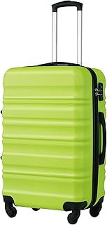 Suitcase Trolley Carry On Hand Cabin Luggage Hard Shell Travel Bag Lightweight with TSA Lock and 2 Year Warranty Durable 4 Spinner Wheels (M(67cm 60L), Apple Green)