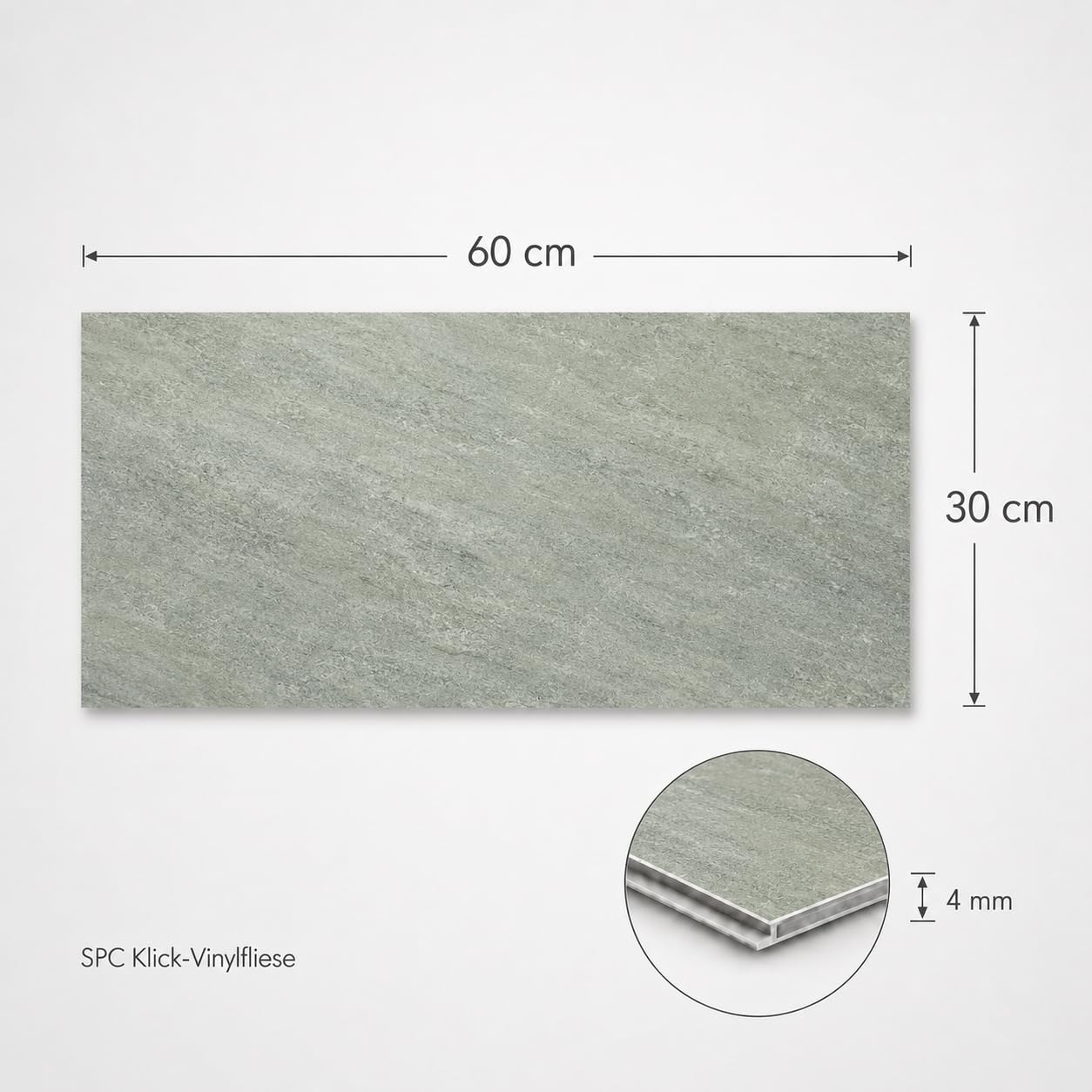 SPC - Pavimento in vinile da 4 mm, impermeabile, 60 x 30 cm, 12 piastrelle da 2,16 m², per interni (mosaico, 1 m²)