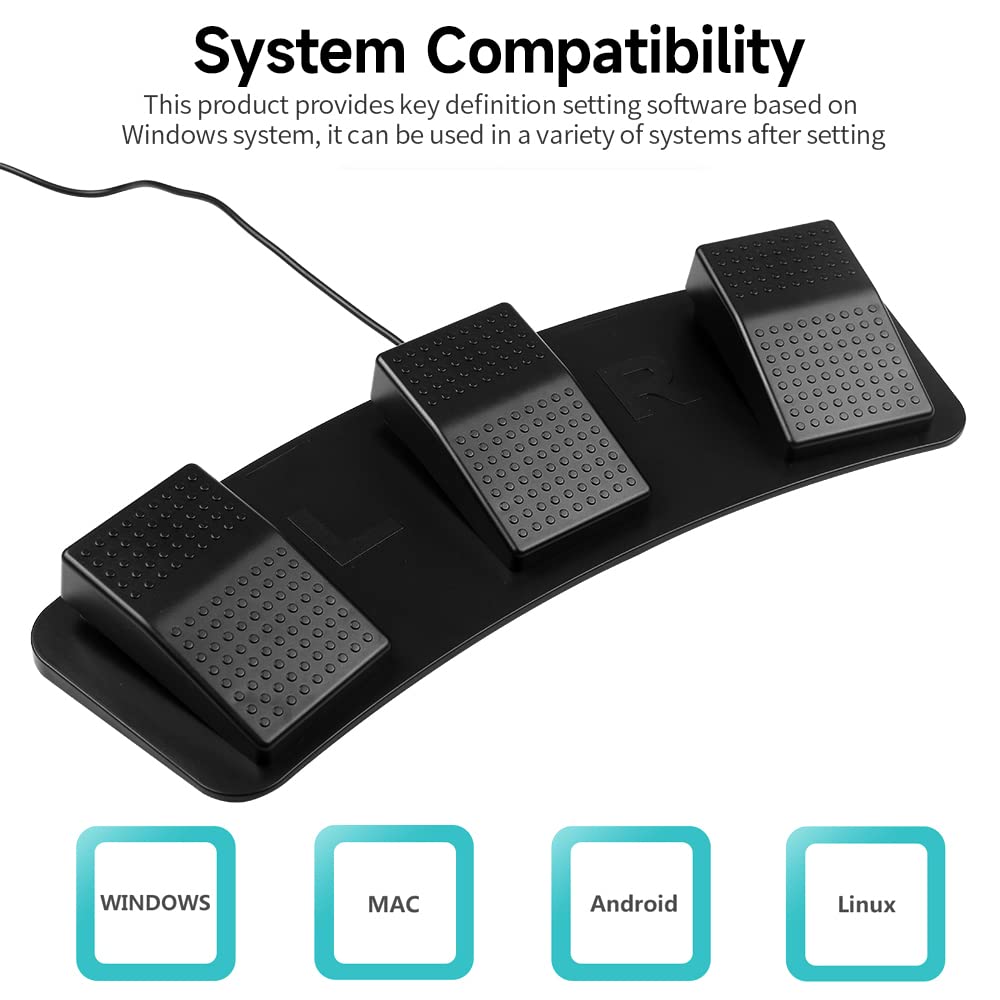 SENECESLI USB Dreifach-Fußpedal für Gaming, Leise Fotoelektrisch