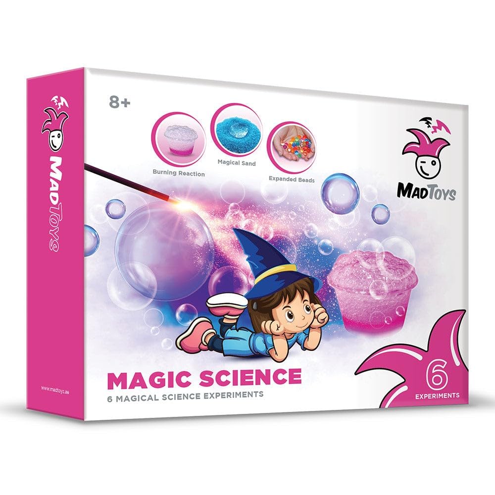 Mad ToysSTEM Toy Magic Science 6 Magical Experiments Kit with Easy to Follow Guidebook, Ideal Gift for Little Scientists Pink, Aged 8+ Years One size, 688688
