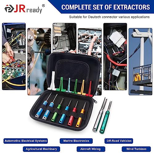 Image of JRready ST5257-PRO Deutsch Connector Tool Kit for 4#8#16#12#20# Solid /Stamped Contacts 6-22 AWG, with Plastic DRK-RT1 Pin Removal Tool for Deutsch DT,DTM,DTP,DTV,HD Series Connector Release Tool