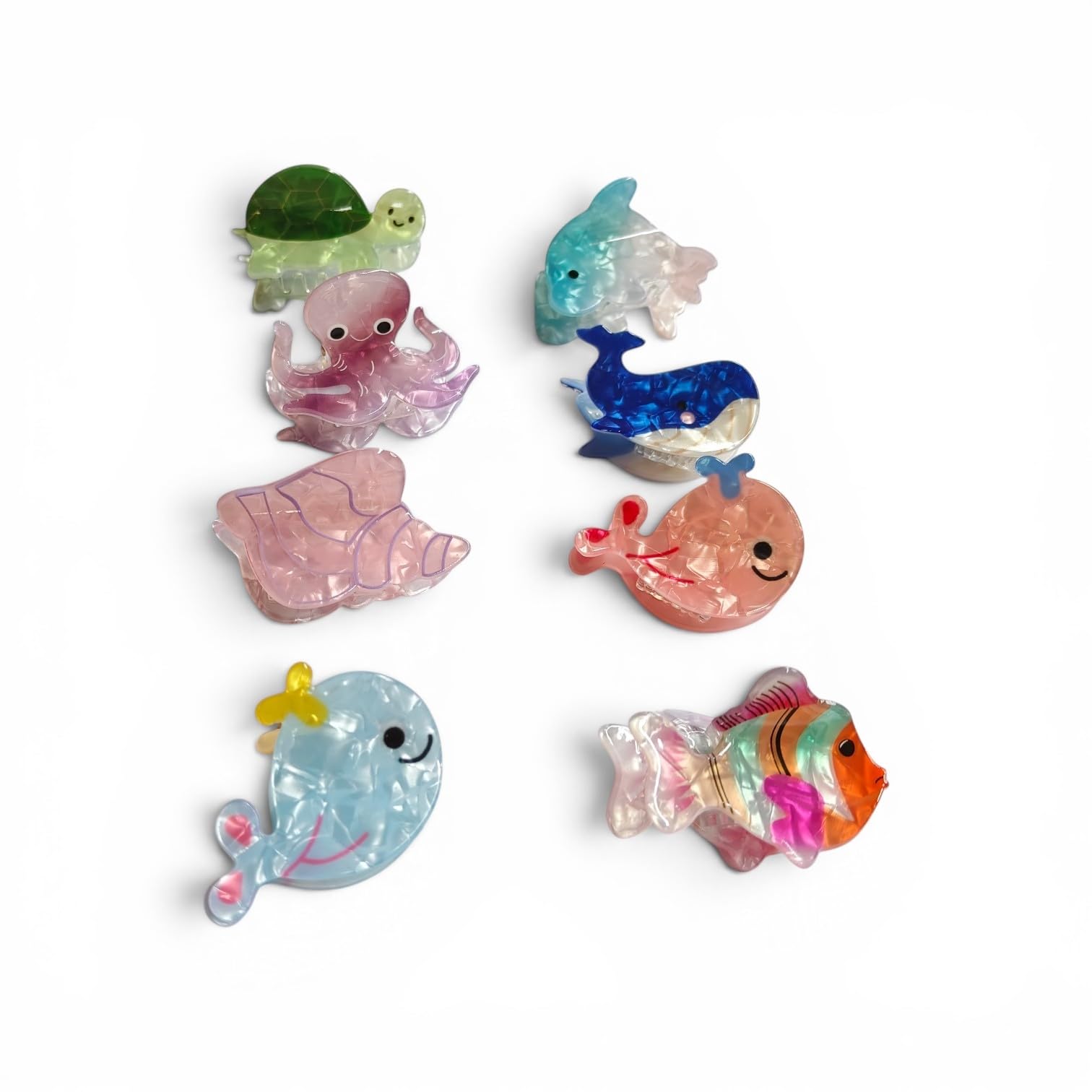 Ocean Animal Hair Claw Clips, Acrylic Sea Creature Set of 1 | Turtle, Octopus, Fish, Whale & Dolphin Shapes, Pearlescent Finish, Girls Hair Accessories, Colourful Designs-image-23