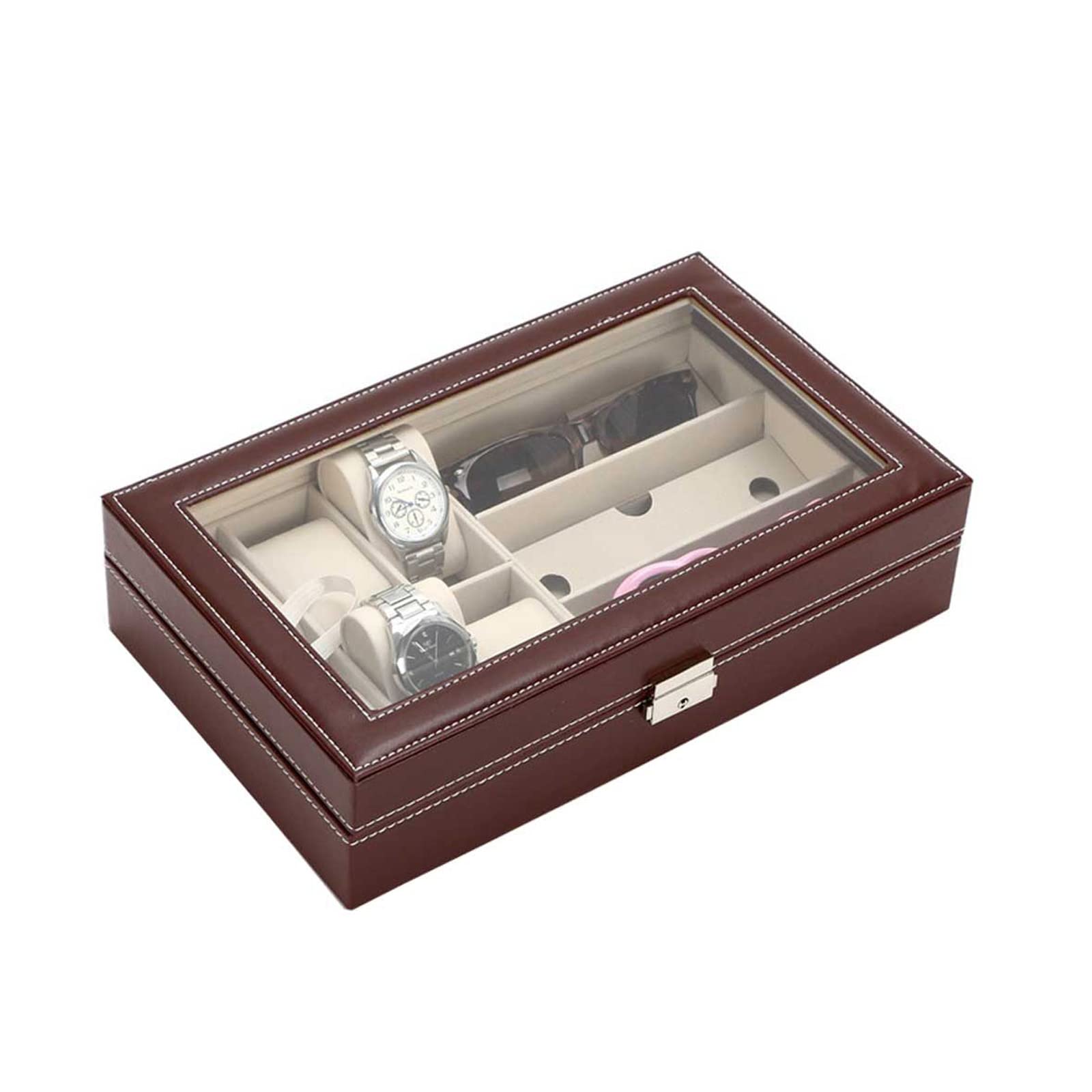 AUTOARK Lederen & Fluwelen 6 Horloge Doos Sieraden Case en