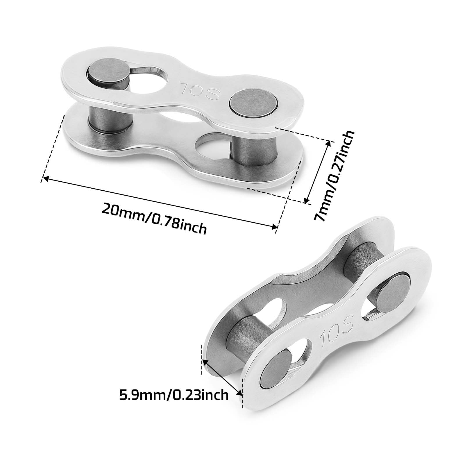 10 Maillons Rapides Pour Chaîne 10 Vitesses - Compatibles Shimano/SRAM, Ultra-Résistants (950 Kgf) - Faciles à Monter Sans Outil - 4