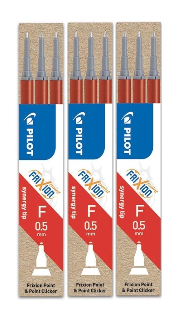 Frixion Red Point - Ultra Fine Erasable Rollerball - Pack Of 9 Refills - 0.5Mm