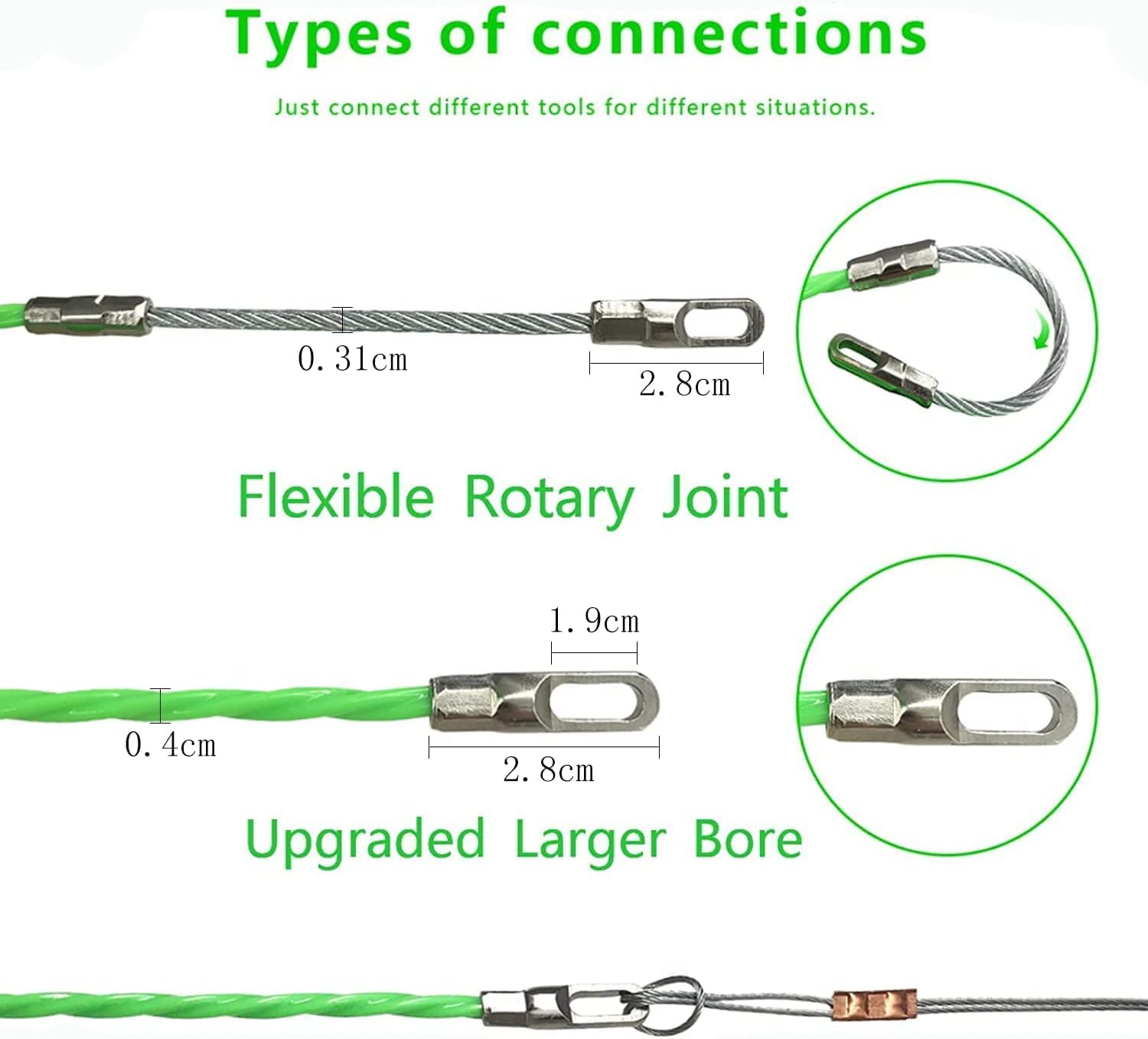 Sonda Passacavi 30 Metri - Filo In Poliestere 4mm, Con 2 Molle Di Guida, Per Elettricisti