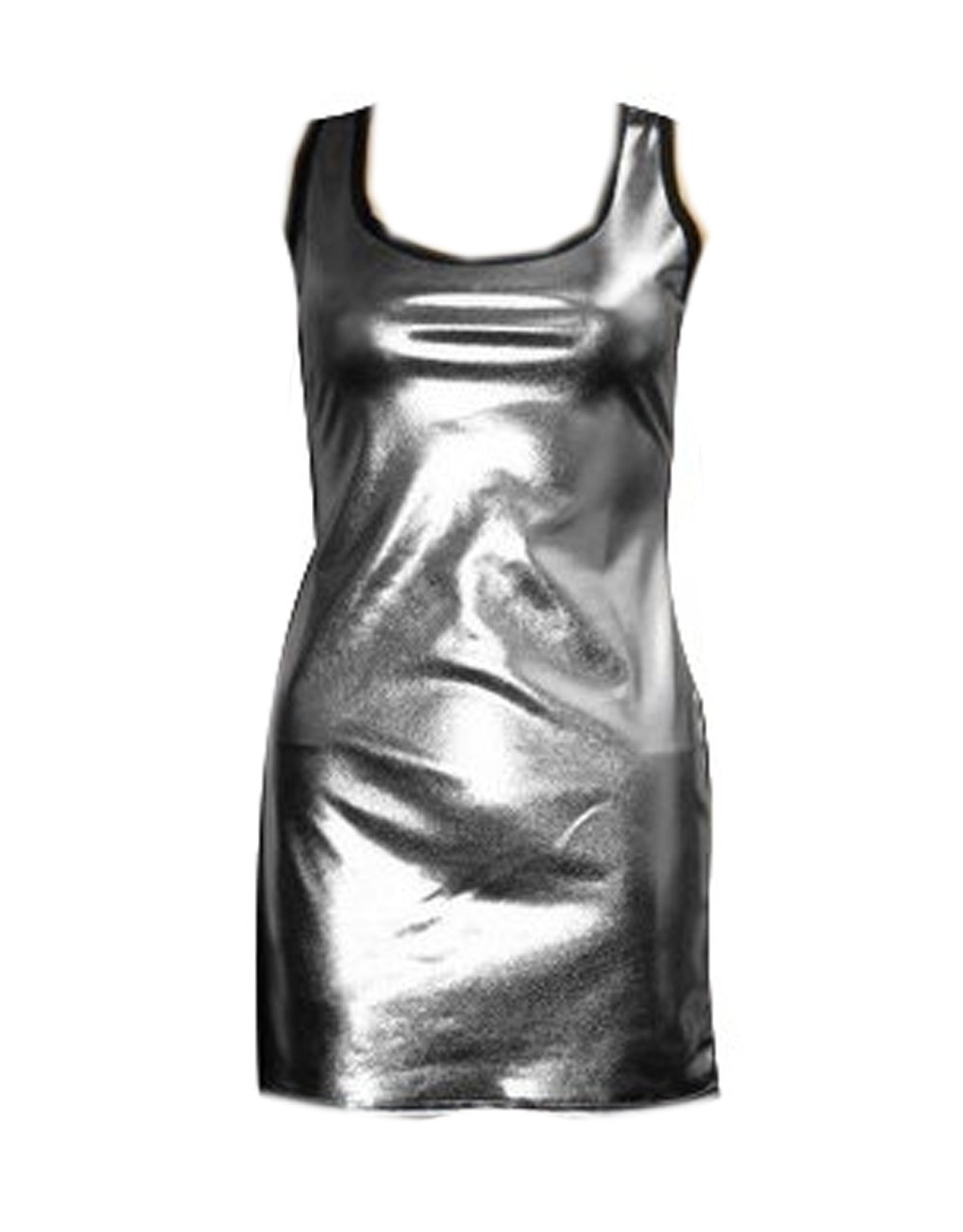 Insanity Metallic Wet Look Shiny Long Vest Top (Large/X-Large) Silver