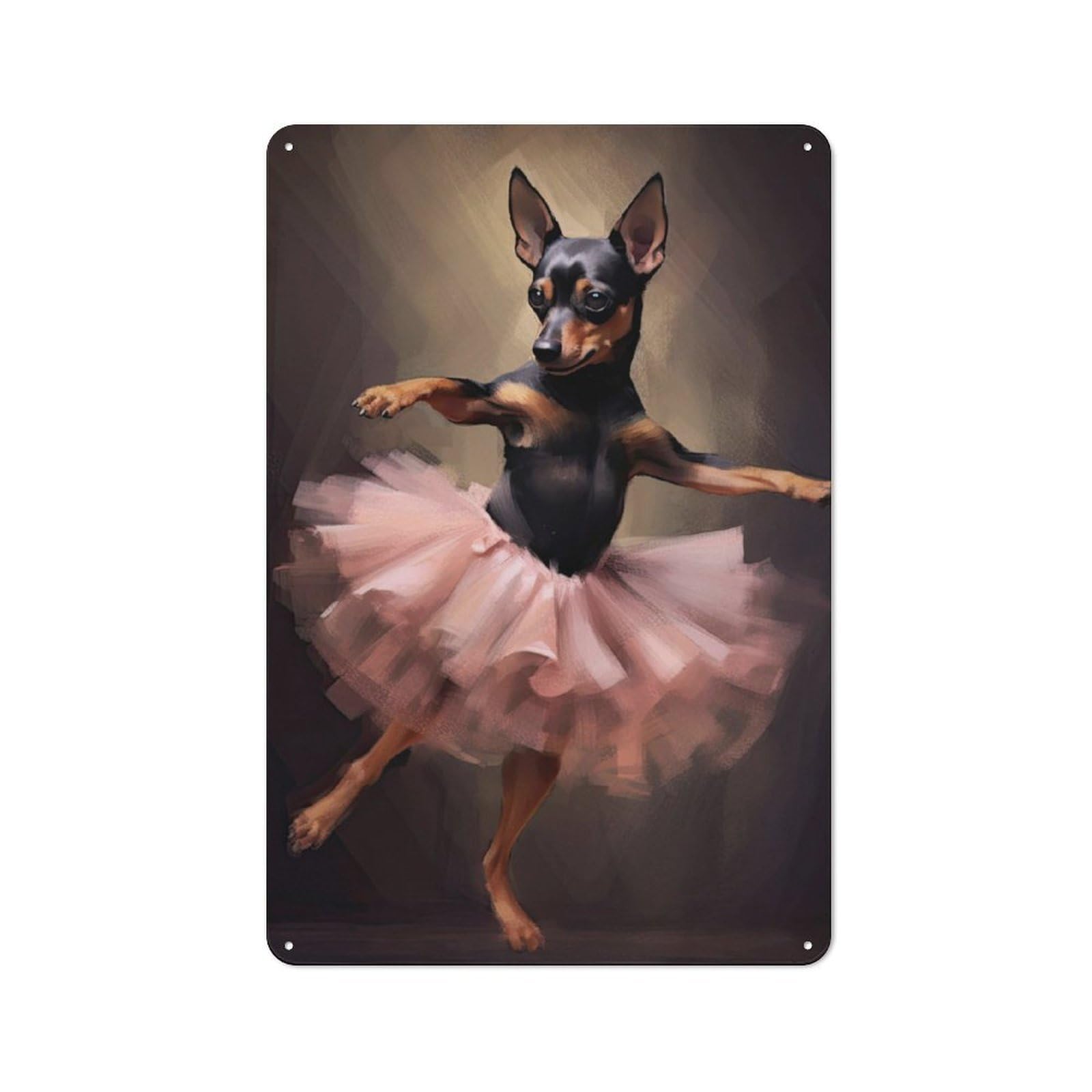 Miniature Pinscher Ballerina Classic Metal Wall Decor 30x20cm, Decorative Tin Plaque for Cafe, Pub, Workshop Or Home Bar