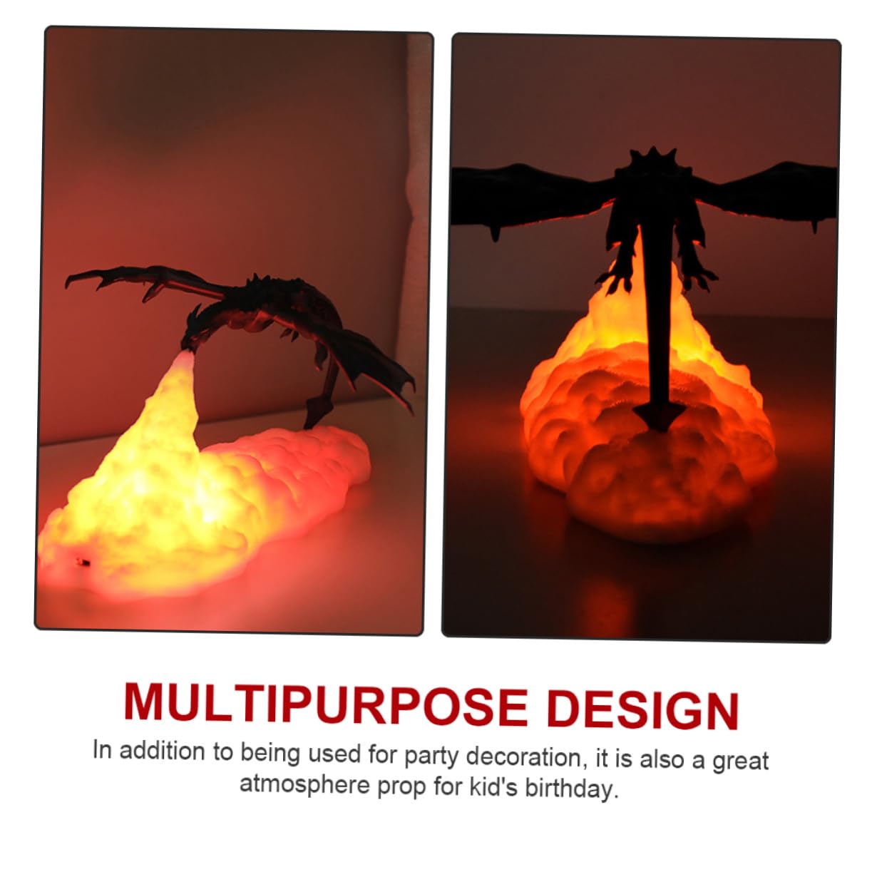 TEHAUX Lámpara de Noche LED Forma de Dinosaurio, Luz Táctil Recargable Usb, Decoración Delicada para Fiestas y Cumpleaños Infantiles