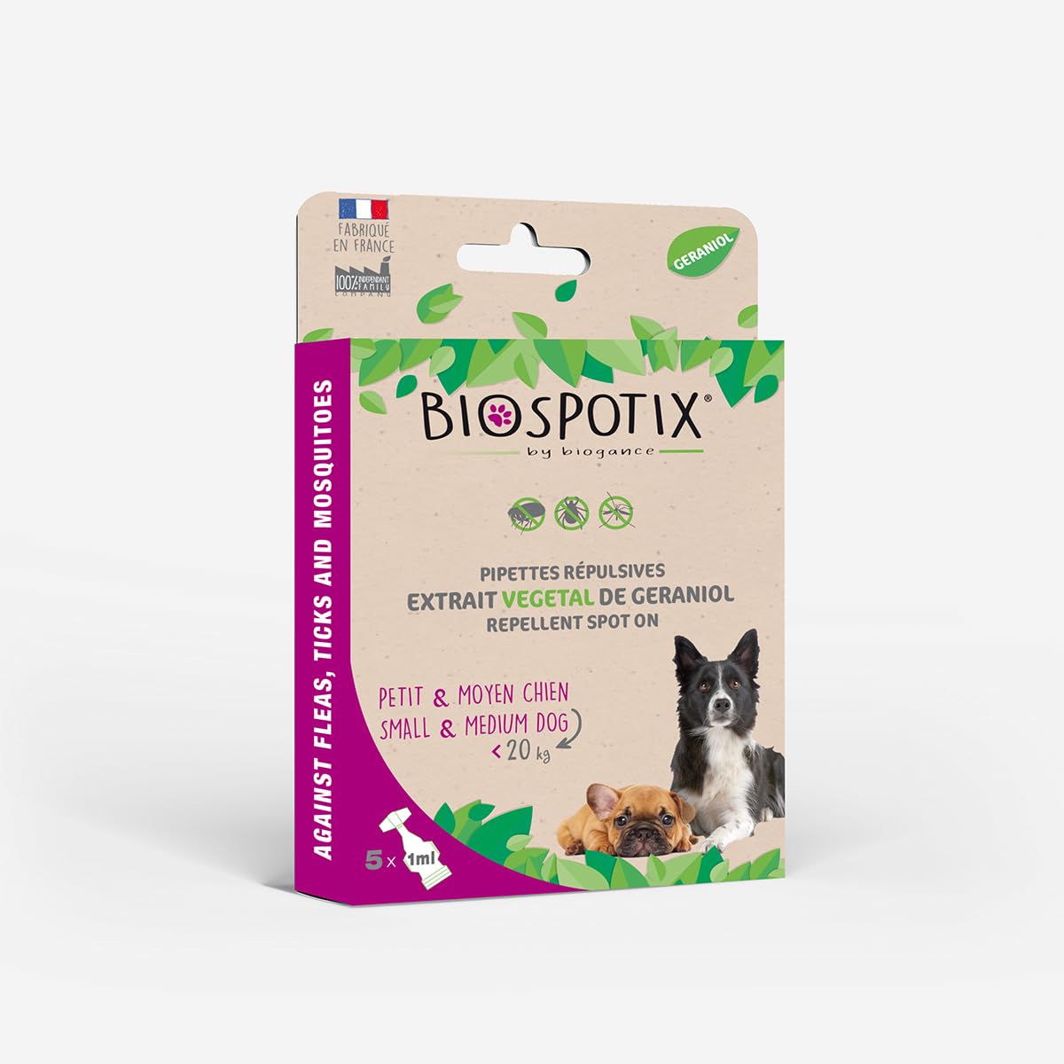 Arppe 2962010100 Biospotix - Pipettes against fleas, ticks and mosquitoes, 5 units x 1 ml